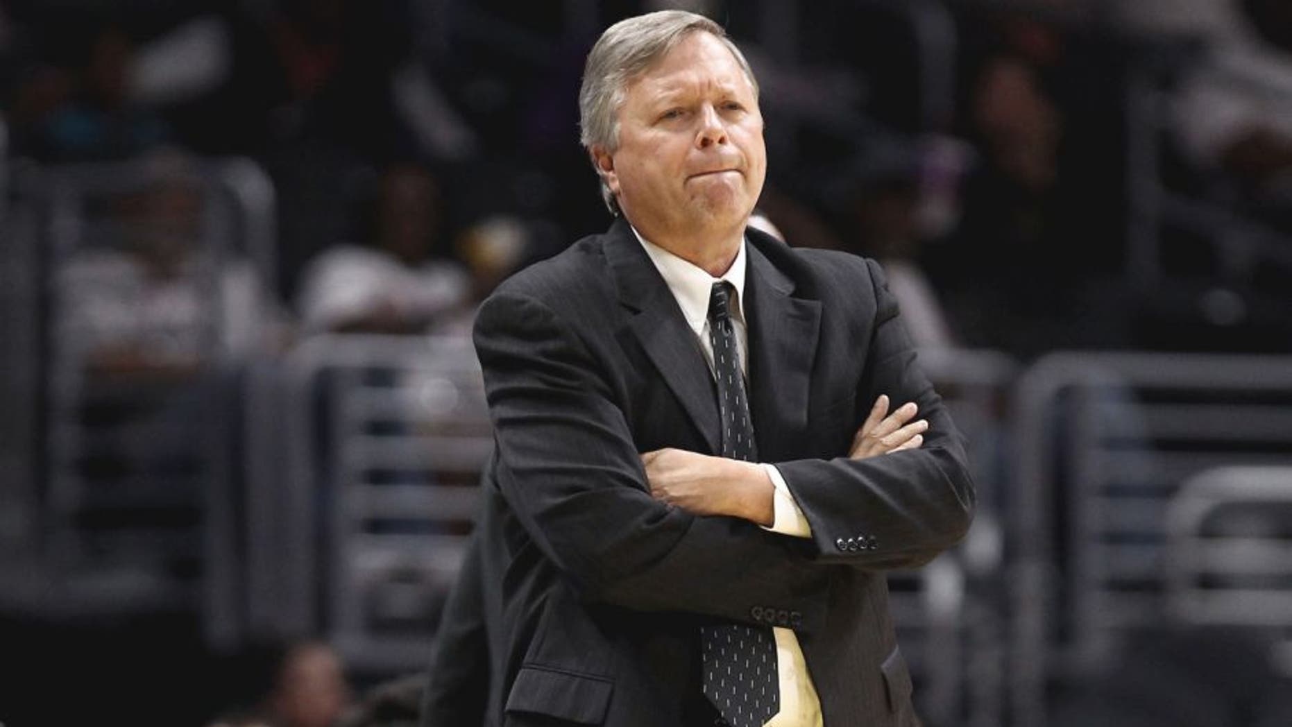 LOS ANGELES, CA - JULY 02: Head Coach Dan Hughes of the San Antonio Stars looks on while his team takes on the Los Angeles Sparks in a WNBA game at Staples Center on July 2, 2015 in Los Angeles, California. (Photo by Leon Bennett/Getty Images)