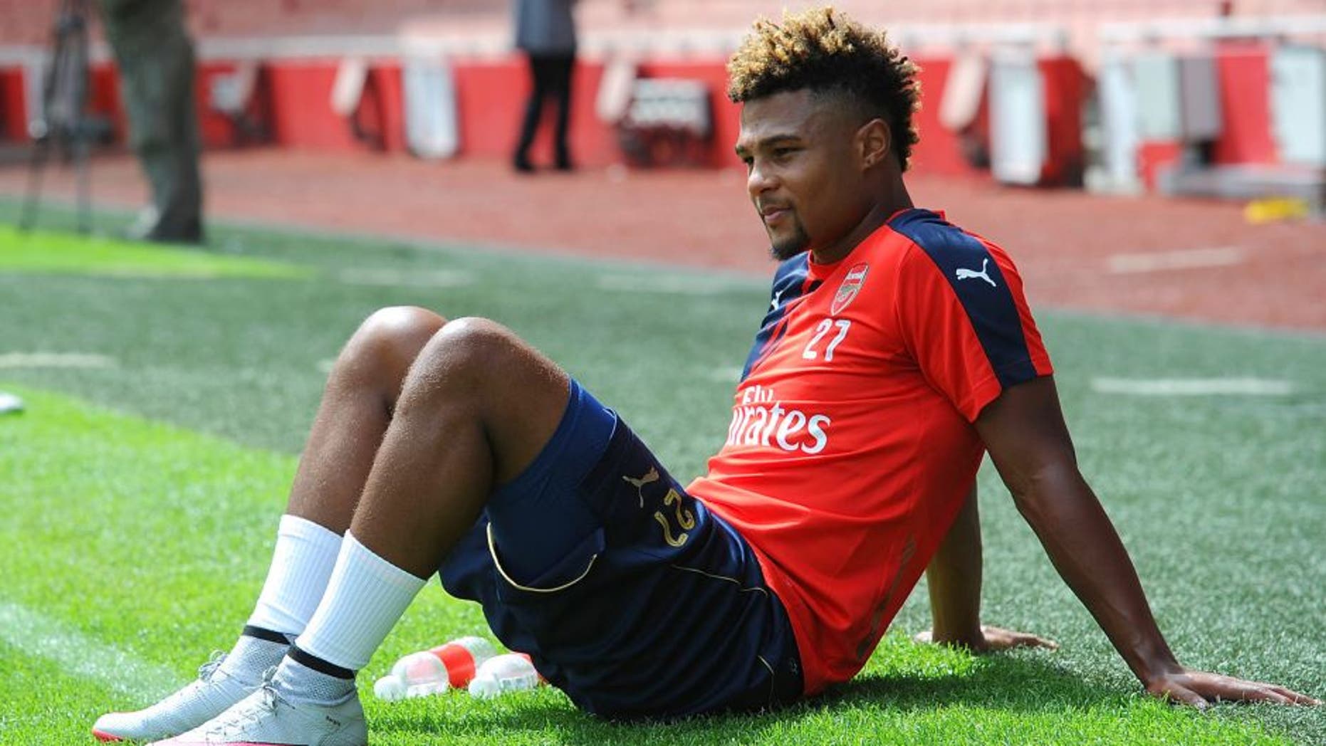 LONDON, ENGLAND - JULY 28: Serge Gnabry of Arsenal during a training session at Emirates Stadium on July 28, 2015 in London, England. (Photo by Stuart MacFarlane/Arsenal FC via Getty Images)