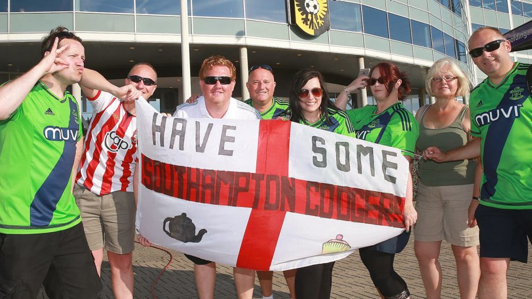 fans of Southampton during the Europa league third qualifying round match between Vitesse and Southampton FC on August 6, 2015 at the Gelredome stadium in Arnhem, The Netherlands.(Photo by VI Images via Getty Images)