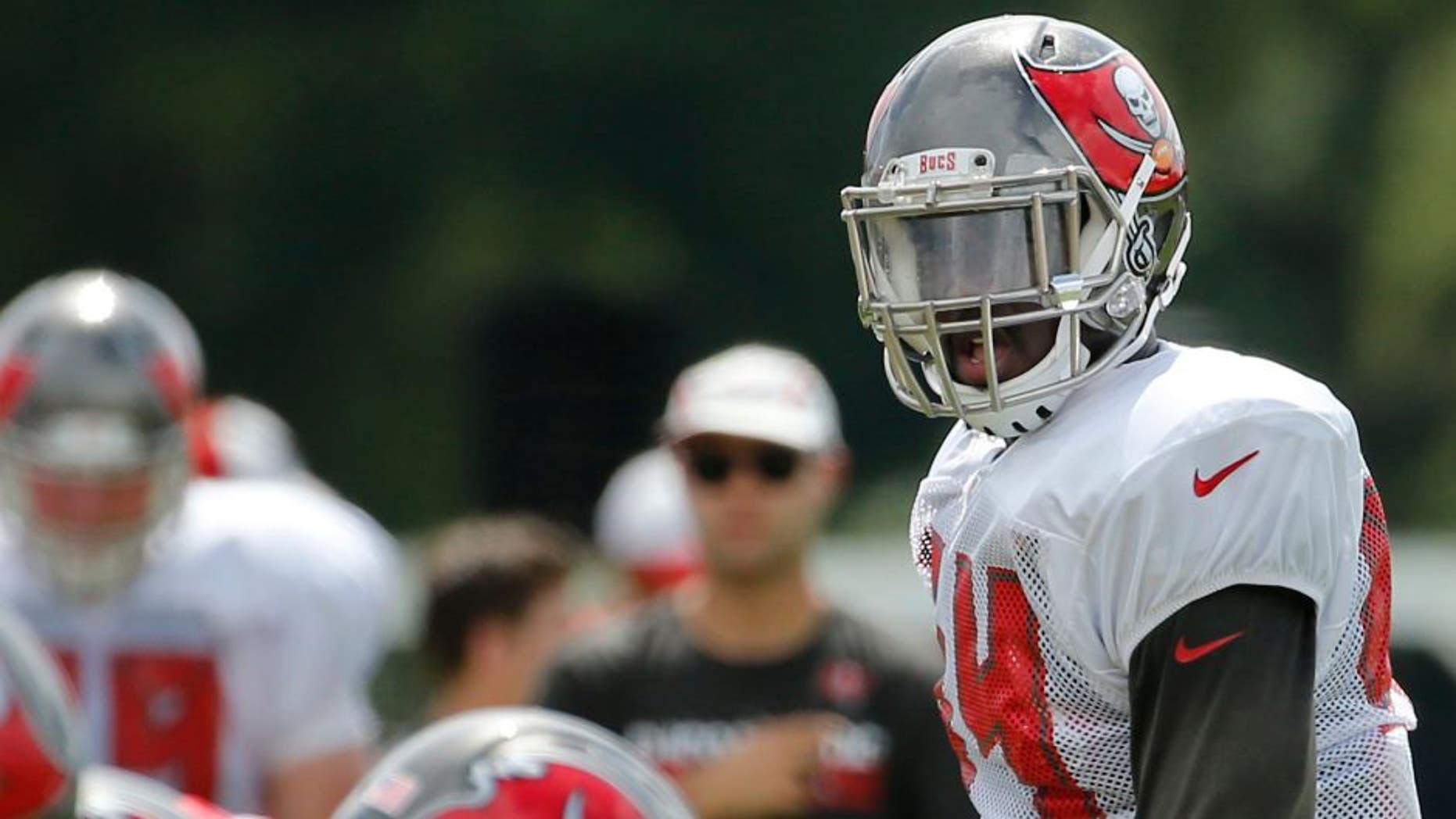 Jul 30, 2016; Tampa, FL, USA; Tampa Bay Buccaneers outside linebacker Lavonte David (54) looks on as he works out at One Buccaneer Place. Mandatory Credit: Kim Klement-USA TODAY Sports