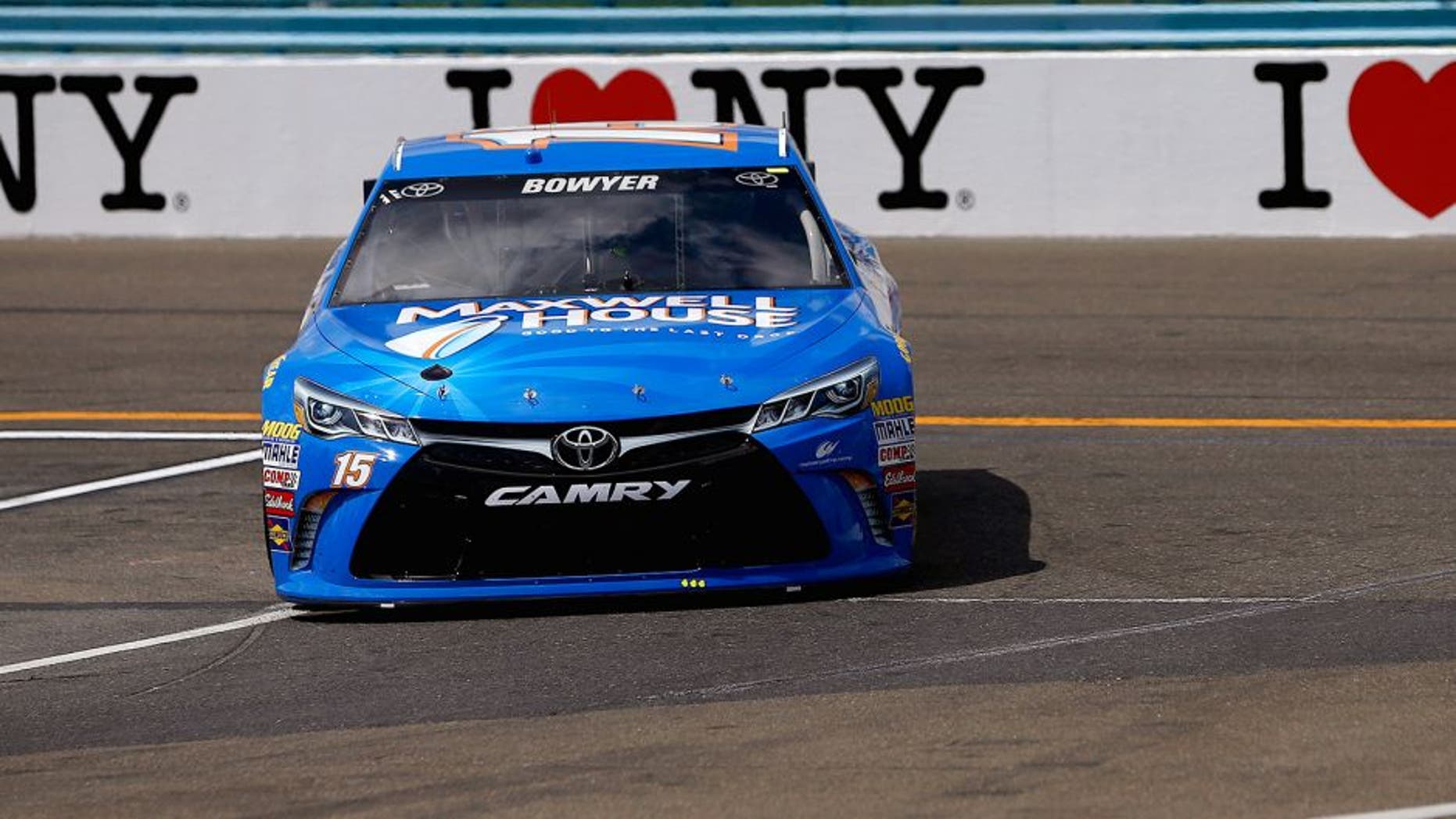 WATKINS GLEN, NY - AUGUST 07: Clint Bowyer, driver of the #15 Maxwell House Toyota, races during practice for the NASCAR Sprint Cup Series Cheez-It 355 at Watkins Glen International on August 7, 2015 in Watkins Glen, New York. (Photo by Jeff Zelevansky/Getty Images)
