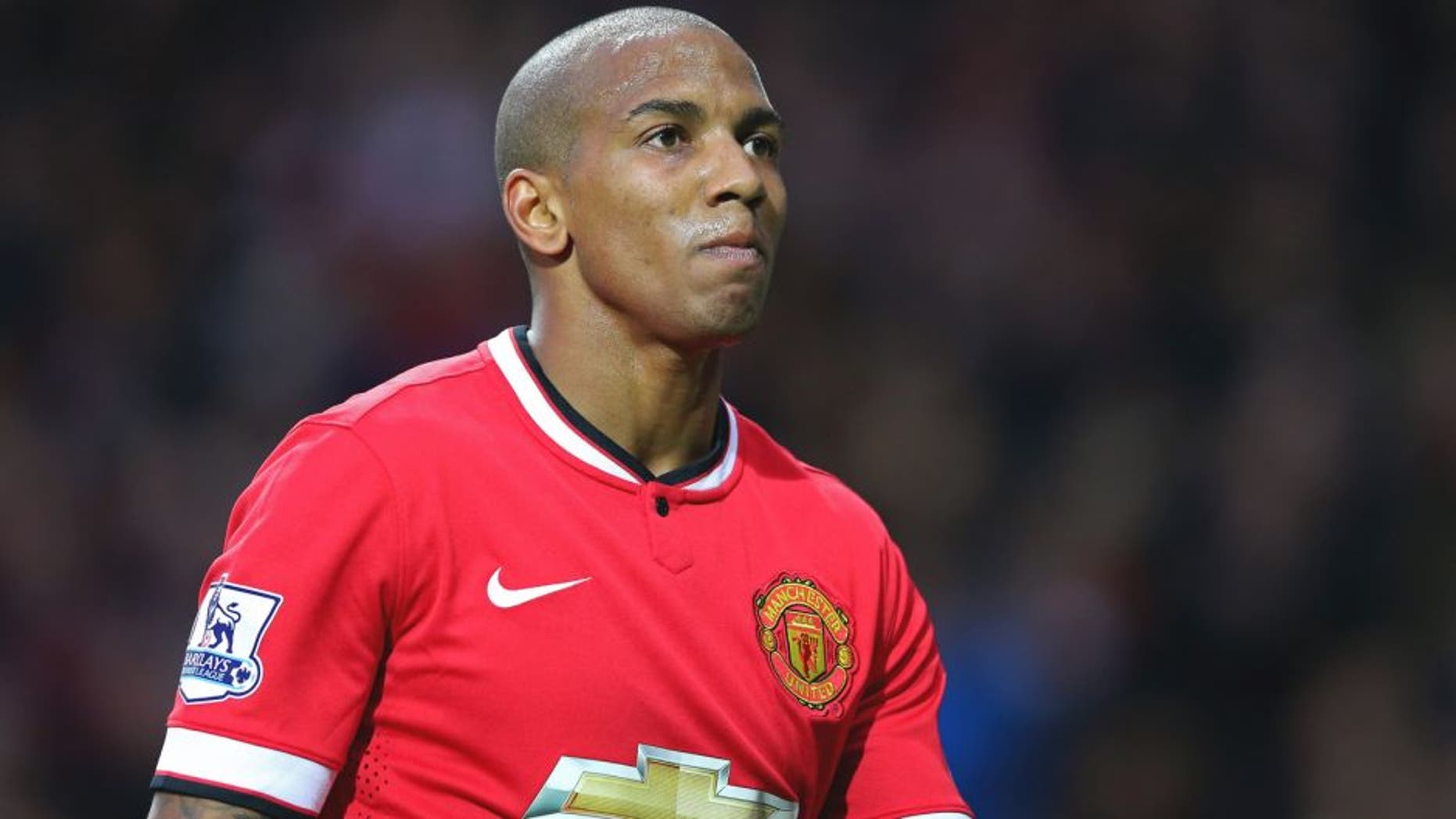 MANCHESTER, ENGLAND - MARCH 15: Ashley Young of Manchester United looks on during the Barclays Premier League match between Manchester United and Tottenham Hotspur at Old Trafford on March 15, 2015 in Manchester, England. (Photo by Alex Livesey/Getty Images)