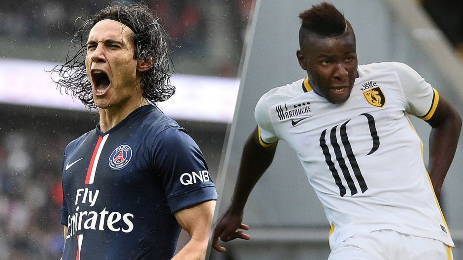 Paris Saint-Germain's Uruguyan forward Edinson Cavani celebrates after scoring a goal during the French L1 football match between Paris Saint-Germain and Lille on April 25, 2015 at the Parc des Princes in Paris. AFP PHOTO / FRANCK FIFE **ALTERNATIVE CROP** (Photo credit should read FRANCK FIFE/AFP/Getty Images) LOSC Lille's defender Amadou in action during the pre-season friendly between SC Braga and LOSC Lille at Estadio Municipal de Braga on August 1, 2015 in Braga, Portugal. (Photo by Gualter Fatia/Getty Images)