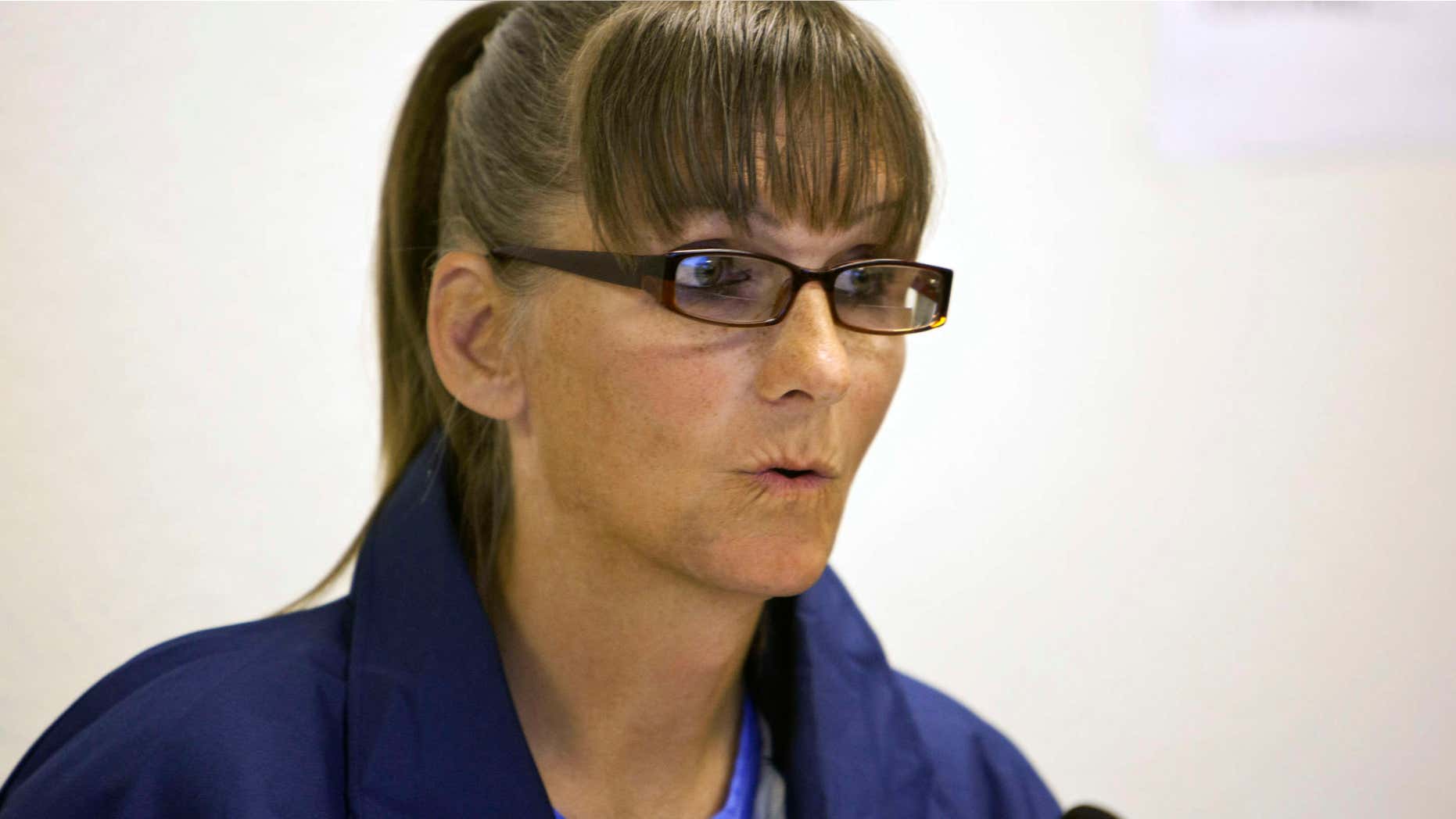 May 21, 2015: Inmate Michelle-Lael Norsworthy speaks during her parole hearing at Mule Creek State Prison in Ione, Calif.