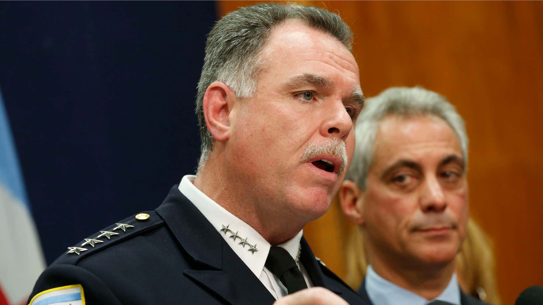 Oct. 15, 2013: Chicago Police Superintendent Garry McCarthy, left, speaks at a news conference in Chicago.