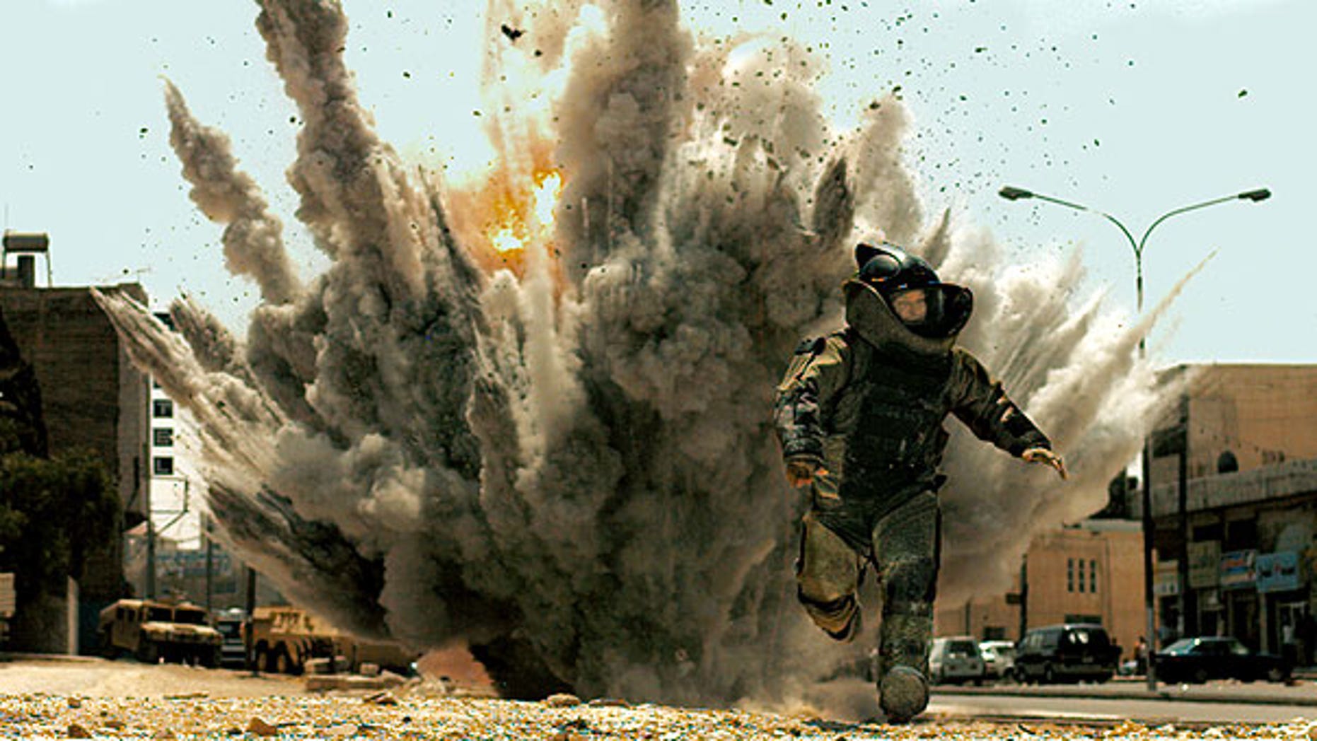 In this film publicity image released by Summit Entertainment,Jeremy Renner is shown in a scene from, "The Hurt Locker."