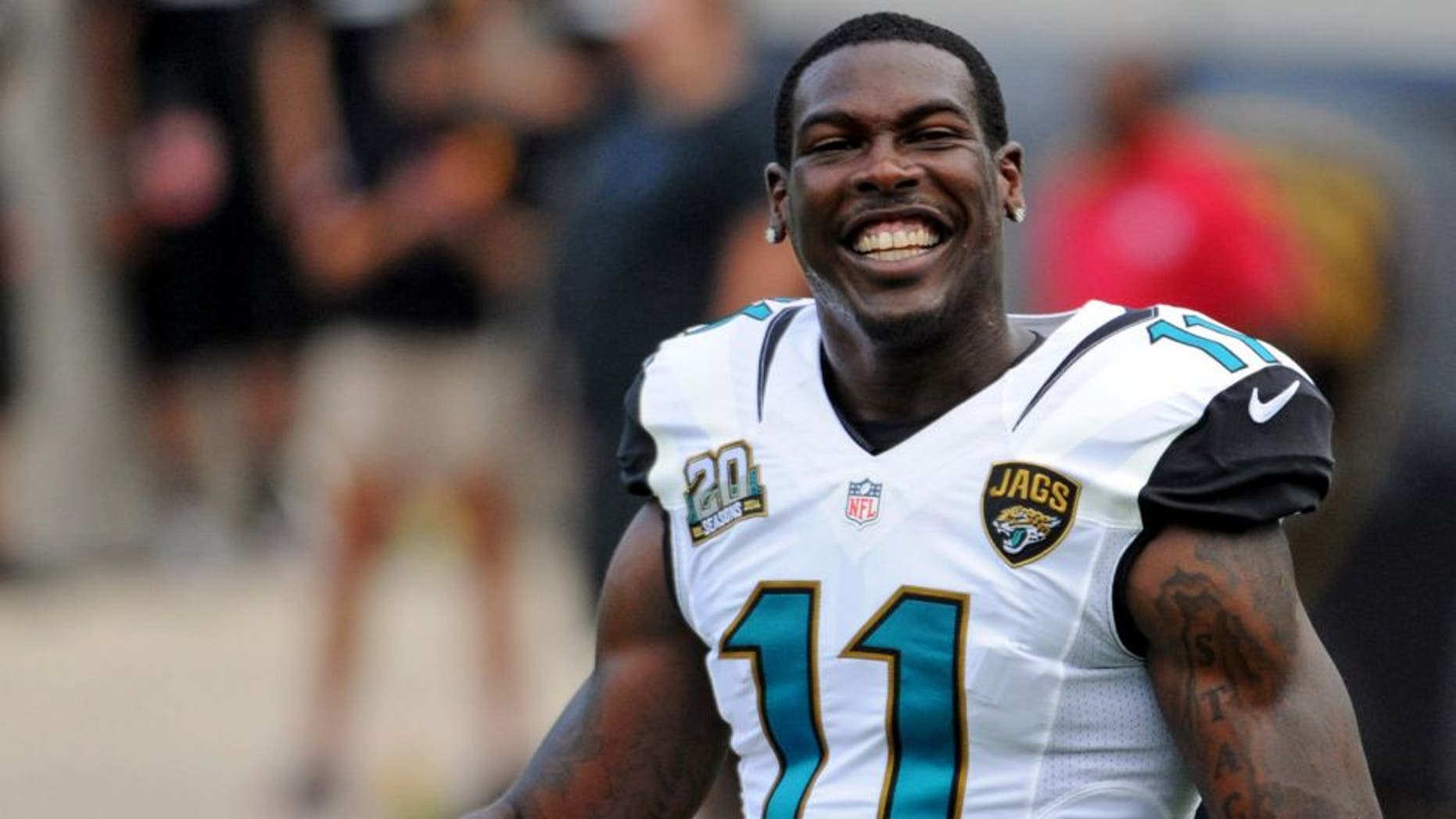 Aug 8, 2014; Jacksonville, FL, USA; Jacksonville Jaguars wide receiver Marqise Lee (11) warms up prior to the preseason game against the Tampa Bay Buccaneers at EverBank Field. Mandatory Credit: Melina Vastola-USA TODAY Sports