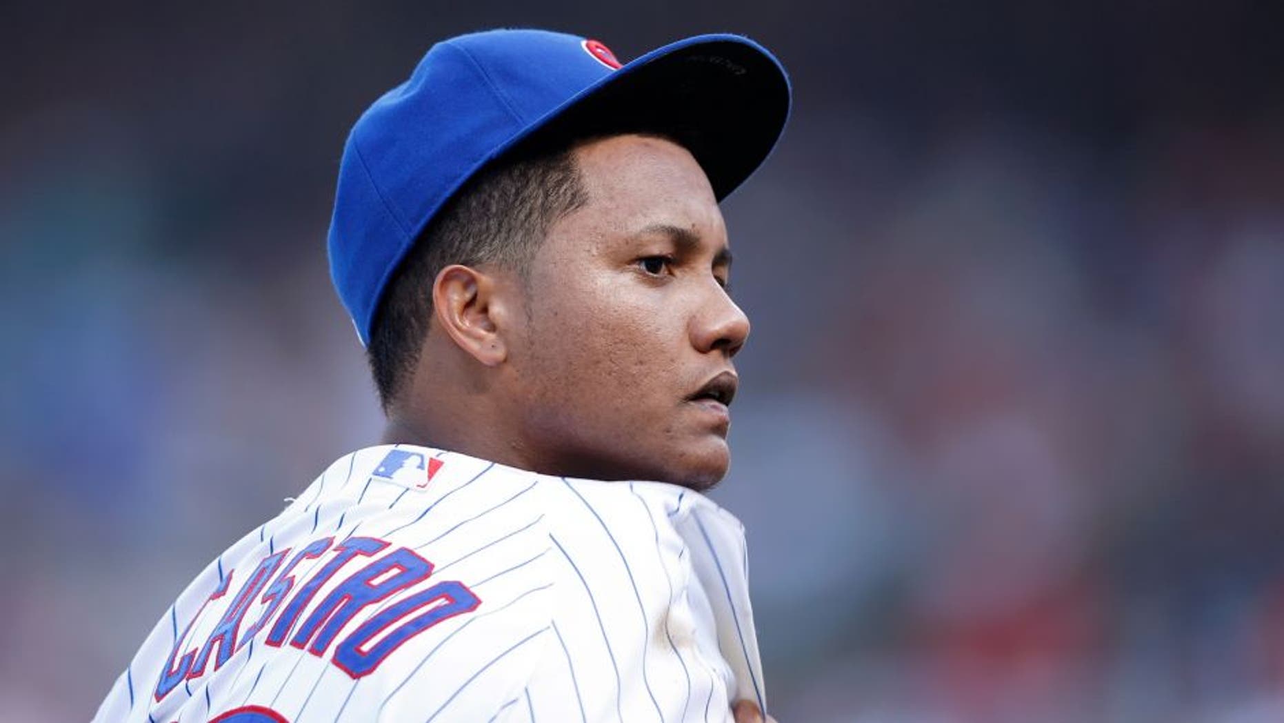 CHICAGO, IL - JULY 25: Starlin Castro #13 of the Chicago Cubs looks on during the game against the Philadelphia Phillies at Wrigley Field on July 25, 2015 in Chicago, Illinois. The Phillies defeated the Cubs 5-0. (Photo by Joe Robbins/Getty Images)