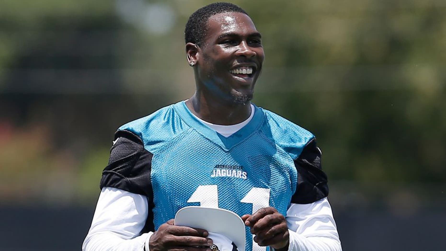 Jul 29, 2016; Jacksonville, FL, USA; Jacksonville Jaguars wide receiver Marqise Lee (11) walks to sign autographs during training camp at Practice Fields at EverBank Field. Mandatory Credit: Reinhold Matay-USA TODAY Sports