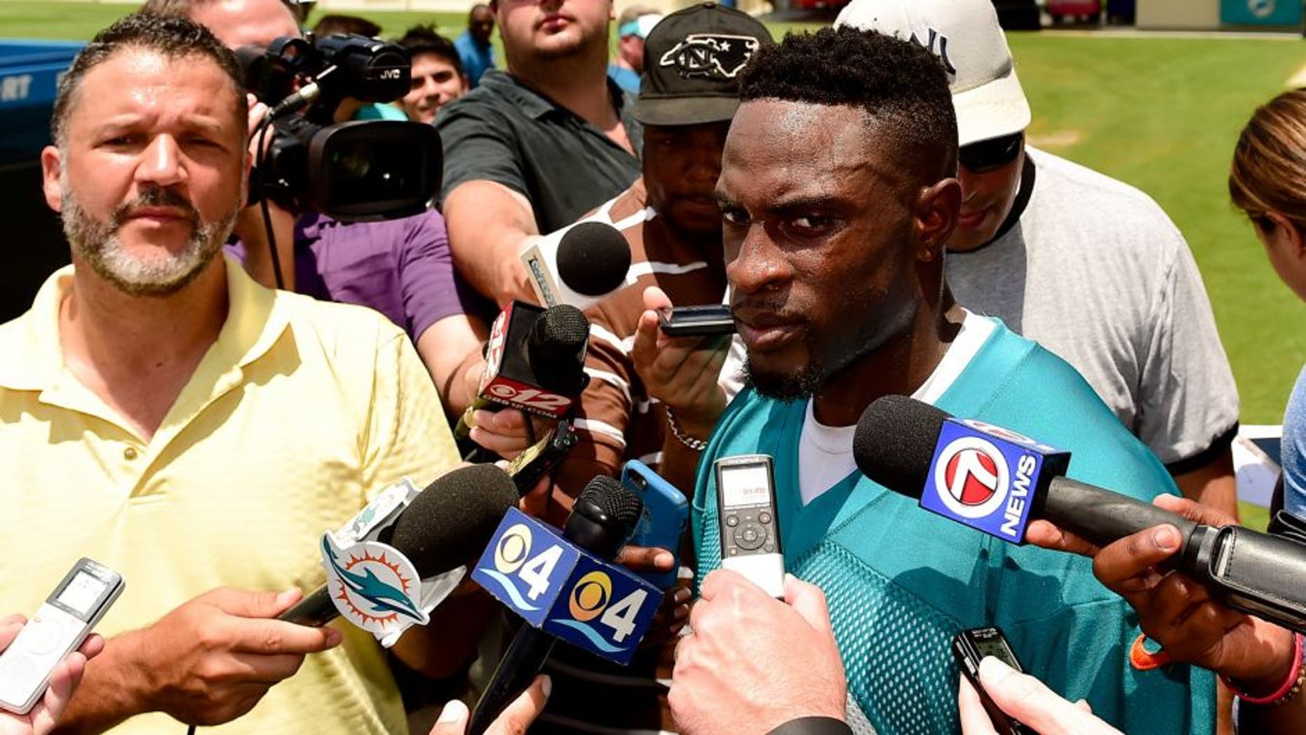 coJun 14, 2016; Miami Gardens, FL, USA; Miami Dolphins corner back Ifo-Ekpre-Olomu (33) talks with reporters after practice at Baptist Health Training Facility at Nova South. Mandatory Credit: Steve Mitchell-USA TODAY Sports