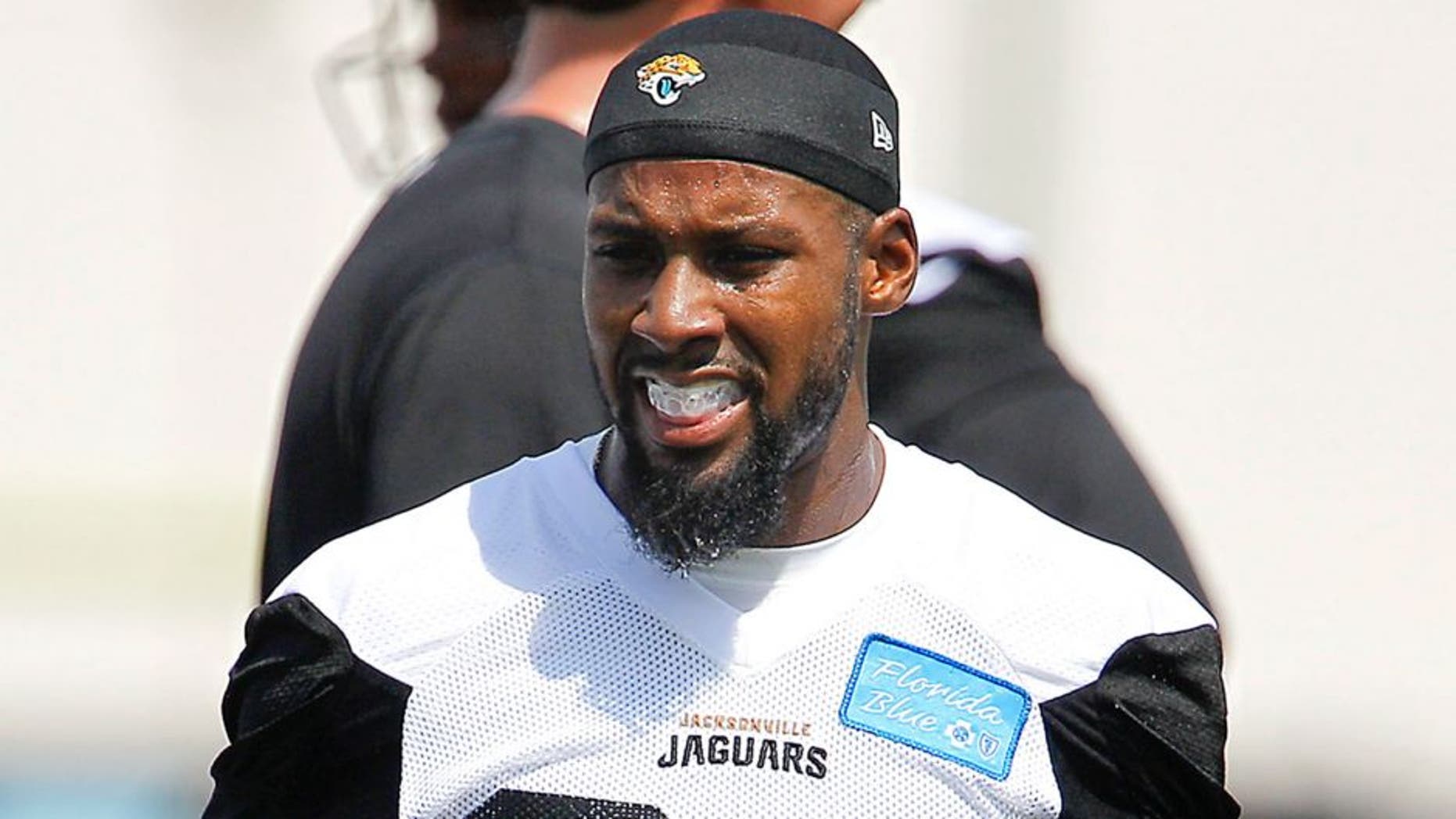 Jul 31, 2015; Jacksonville, FL, USA; Jacksonville Jaguars wide receiver Tony Washington (84) walks to the field during training camp workouts at Florida Blue Health & Wellness Practice Field. Mandatory Credit: Reinhold Matay-USA TODAY Sports
