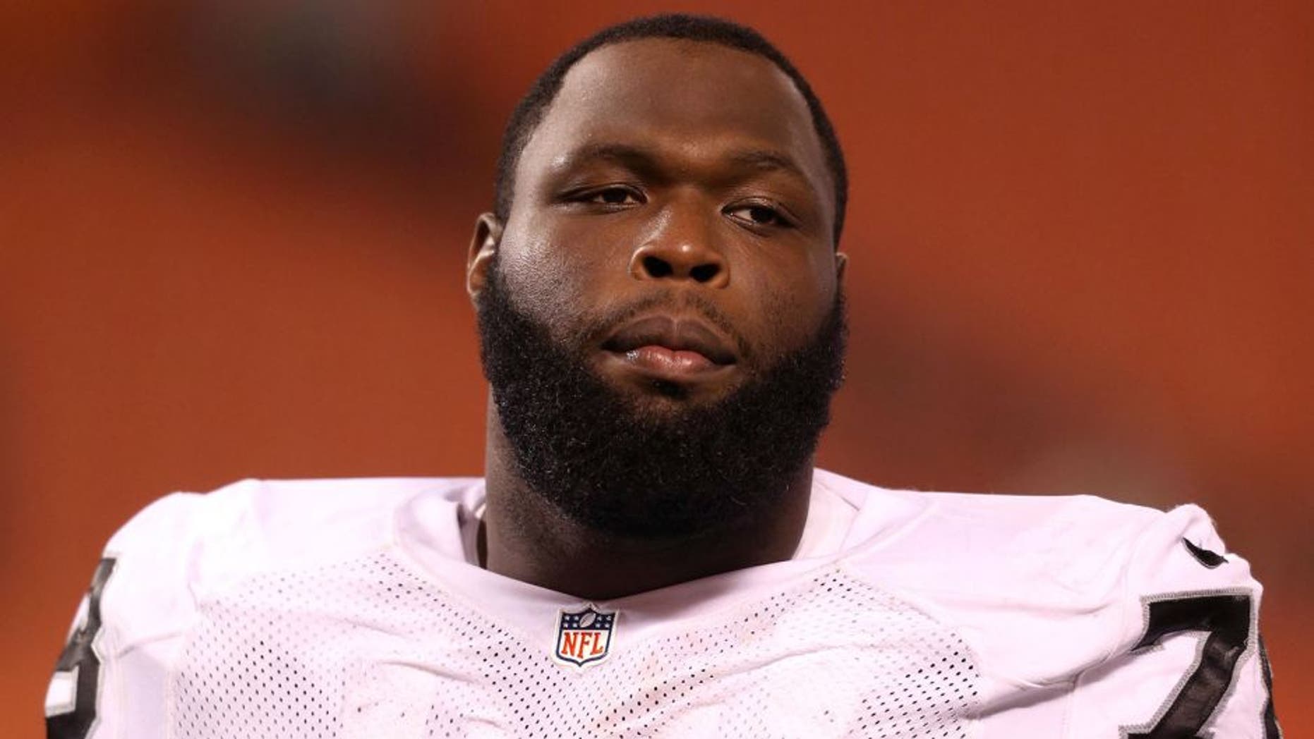 Oct 26, 2014; Cleveland, OH, USA; Oakland Raiders defensive tackle Justin Ellis (78) against the Cleveland Browns at FirstEnergy Stadium. The Browns won 23-13. Mandatory Credit: Ron Schwane-USA TODAY Sports