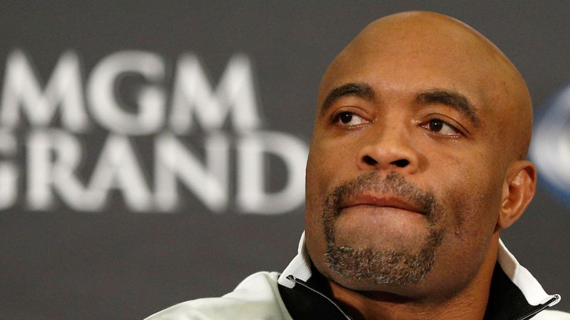 LAS VEGAS, NV - DECEMBER 26: Anderson Silva interacts with media during the UFC 168 pre-fight press conference at the MGM Grand Hotel/Casino on December 26, 2013 in Las Vegas, Nevada. (Photo by Josh Hedges/Zuffa LLC/Zuffa LLC via Getty Images)