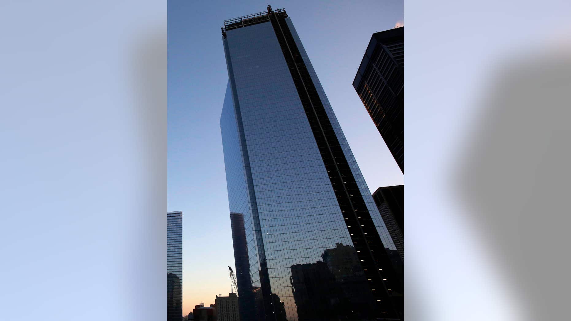 FILE- This Feb. 26, 2013, file photo shows 3 World Trade Center in New York.