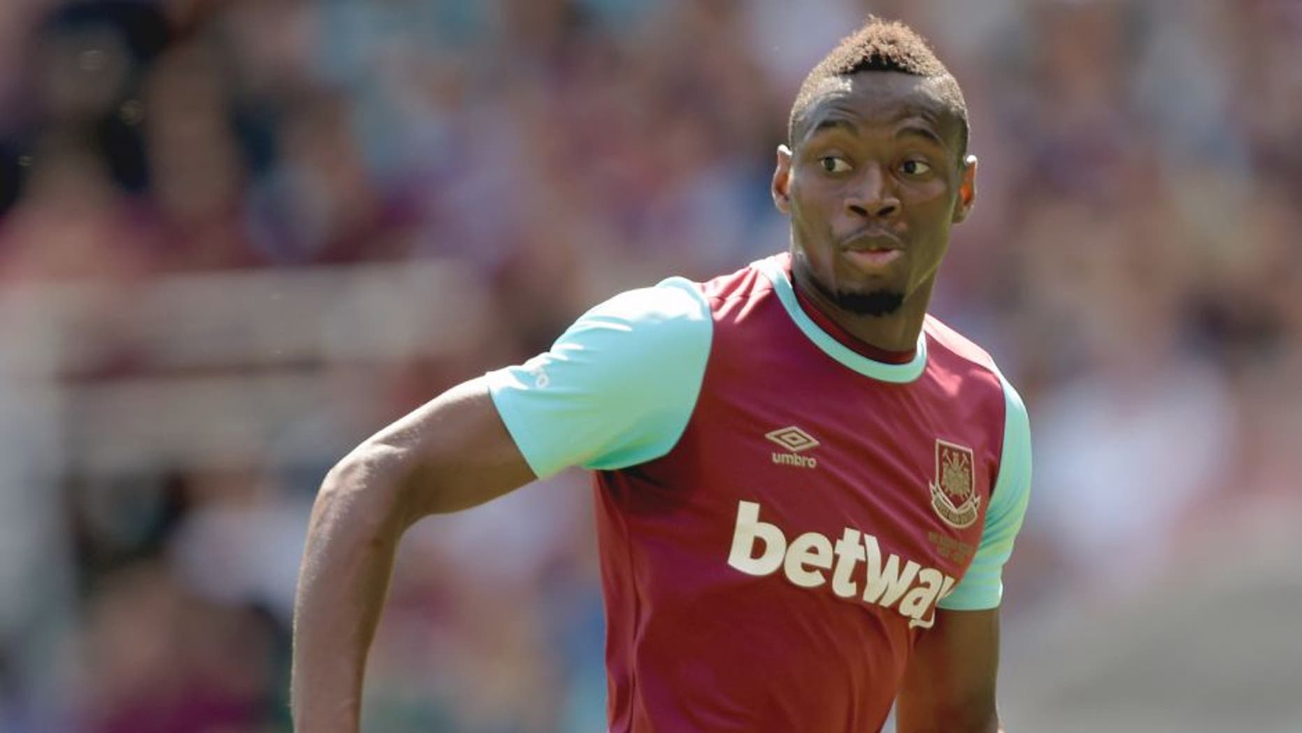 LONDON, ENGLAND - AUGUST 02: Diafra Sakho of West Ham United in action in the Betway Cup match between West Ham United and Werder Bremen at Boleyn Ground on August 2, 2015 in London, England. (Photo by Arfa Griffiths/West Ham United via Getty Images)