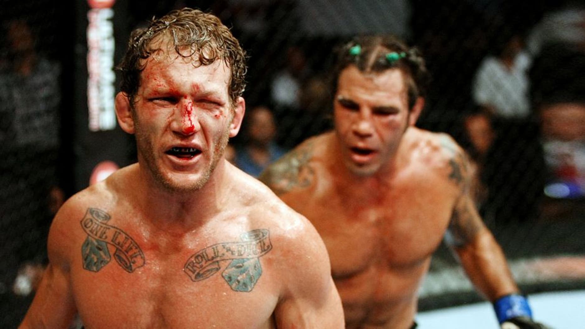 ATLANTIC CITY, NJ - JUNE 22: (L-R) Gray Maynard looks on alongside Clay Guida in the main event lightweight bout during UFC on FX 4 at Revel Casino on June 22, 2012 in Atlantic City, New Jersey. (Photo by Nick Laham/Zuffa LLC/Zuffa LLC)