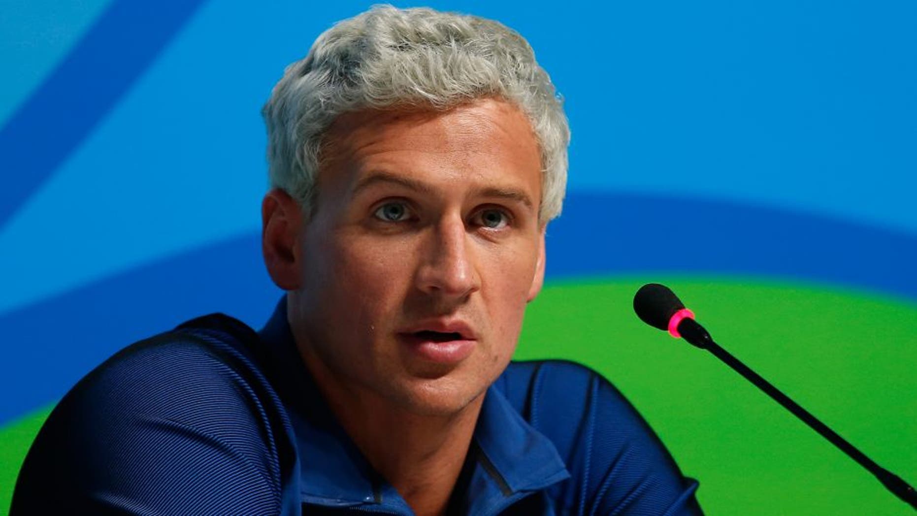 RIO DE JANEIRO, BRAZIL - AUGUST 12: Ryan Lochte of the United States attends a press conference in the Main Press Center on Day 7 of the Rio Olympics on August 12, 2016 in Rio de Janeiro, Brazil. (Photo by Matt Hazlett/Getty Images)