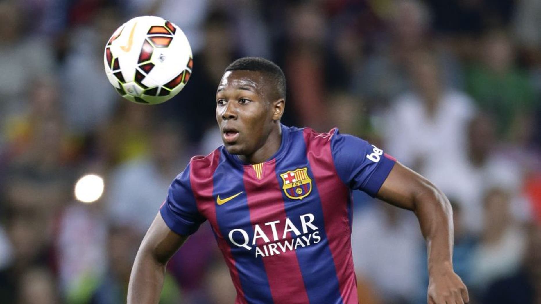 Adama Traore of FC Barcelona during the friendly match between Napoli and FC Barcelona at Stade de Geneve on august 6, 2014 in Geneva, Switzerland(Photo by VI Images via Getty Images)