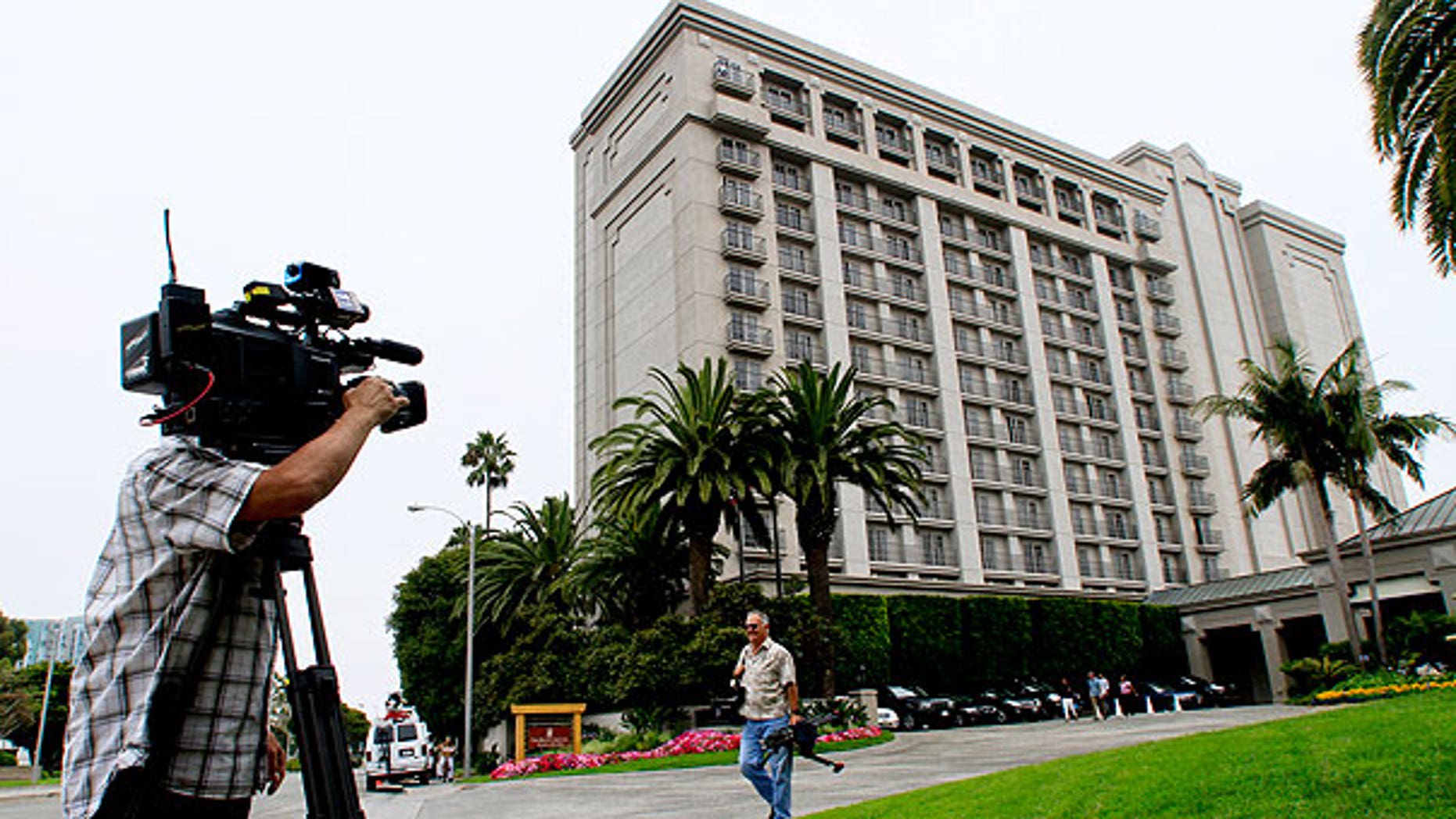 Aun. 14: A photographer shoots outside the Ritz Carlton in Marina del Rey, Calif. where a Rembrandt drawing believed to be called "The Judgement" was stolen Saturday evening from a private art exhibit.