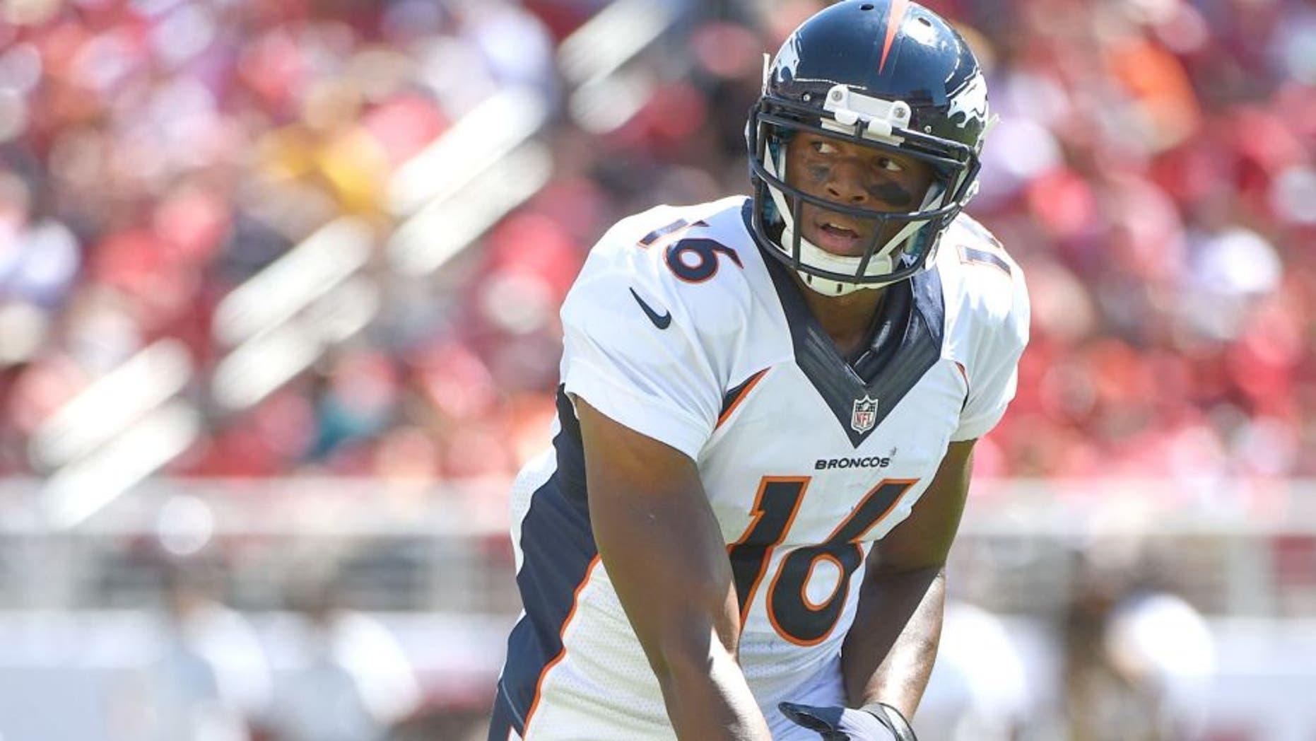 August 17, 2014; Santa Clara, CA, USA; Denver Broncos wide receiver Bennie Fowler (16) during the third quarter against the San Francisco 49ers at Levi's Stadium. The Broncos defeated the 49ers 34-0. Mandatory Credit: Kyle Terada-USA TODAY Sports