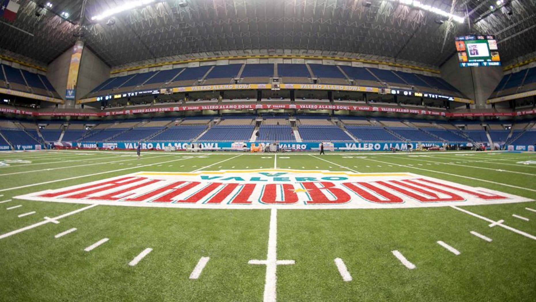 Jan 2, 2015; San Antonio, TX, USA; General view of the Alamodome in advance of the 2015 Alamo Bowl between the Kansas State Wildcats and the UCLA Bruins. Mandatory Credit: Kirby Lee-USA TODAY Sports