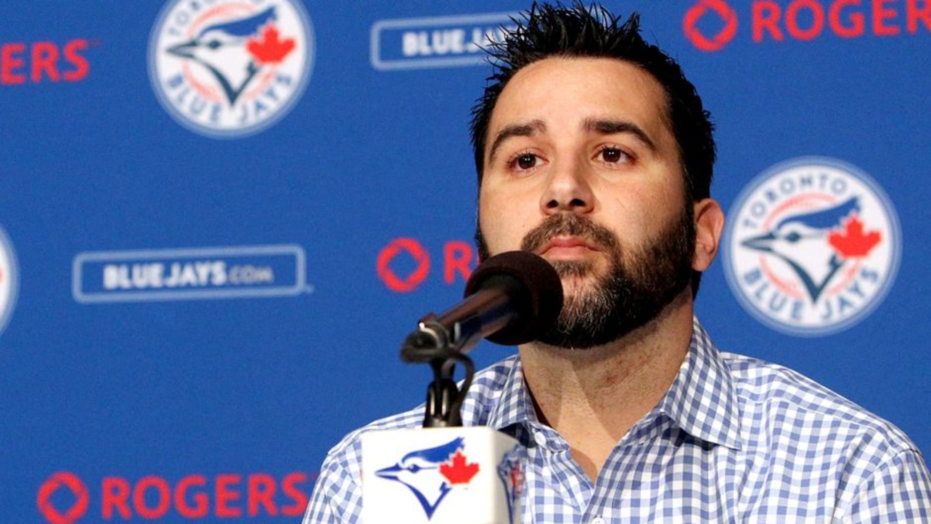 Toronto, Canada - July 31 - Blue Jays General Manager Alex Anthopoulos speaks to the media after trade deadline at the Rogers Centre in Toronto on July 31, 2015. (Cole Burston/Toronto Star via Getty Images)