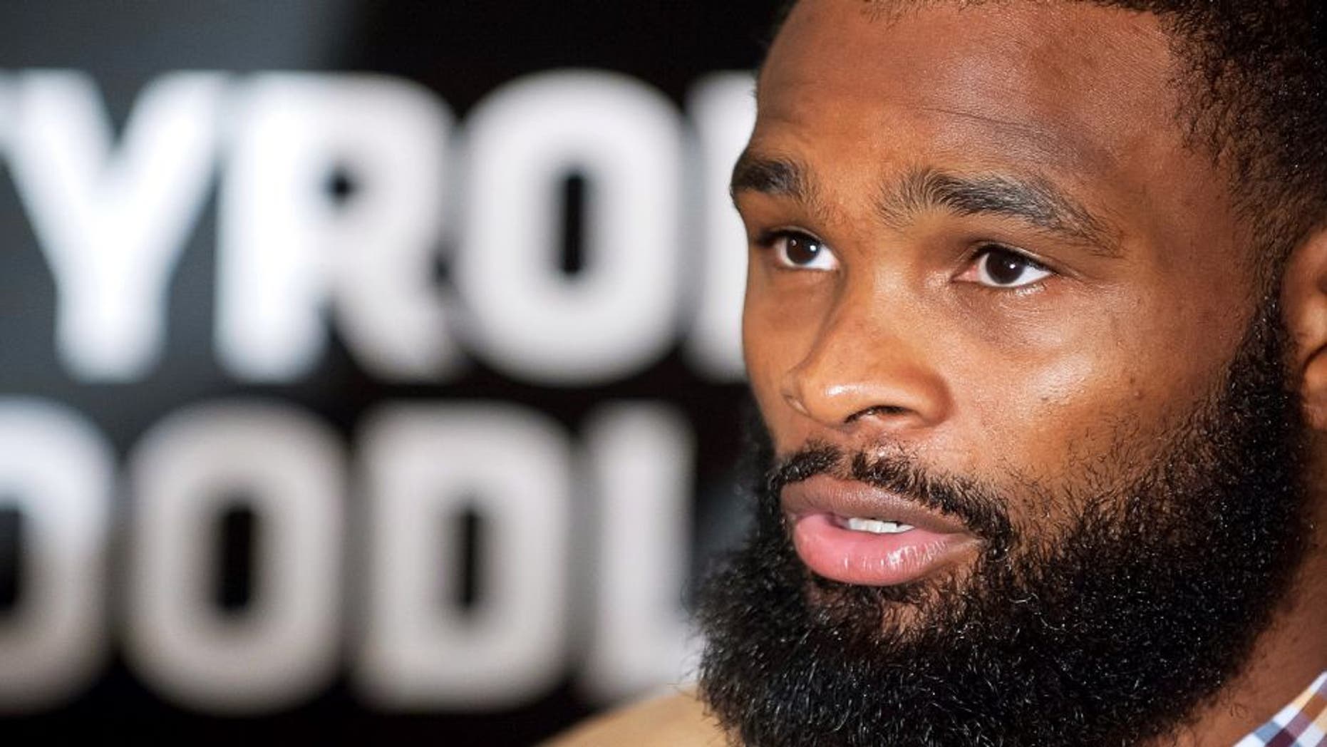 UFC welterweight fighter Tyron Woodley at the Macao UFC Fight Night Press Conference at the Four Season Hotel on August 20, 2014 in Hong Kong. (Photo by Anthony Kwan/Getty Images)