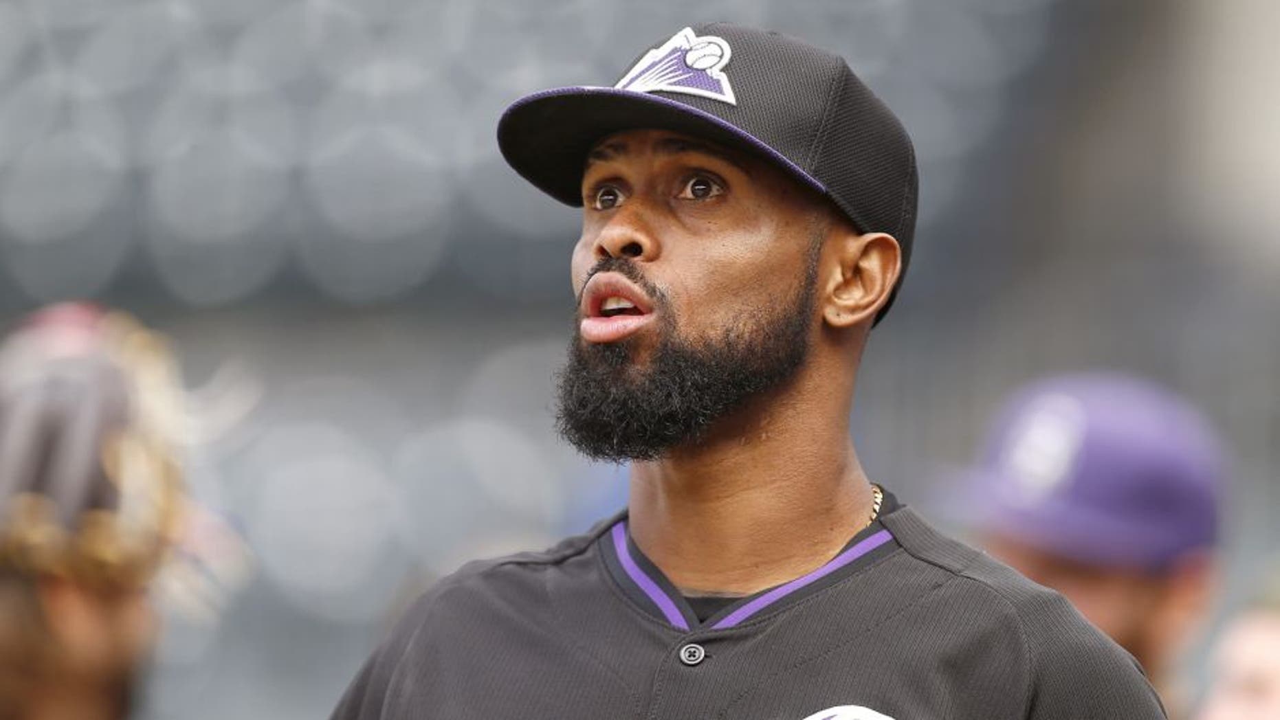 NEW YORK, NY - AUGUST 10: Jose Reyes #7 of the Colorado Rockies before the start of a game against the New York Mets on August 10, 2015 at Citi Field in the Flushing neighborhood of the Queens borough of New York City. (Photo by Rich Schultz/Getty Images)