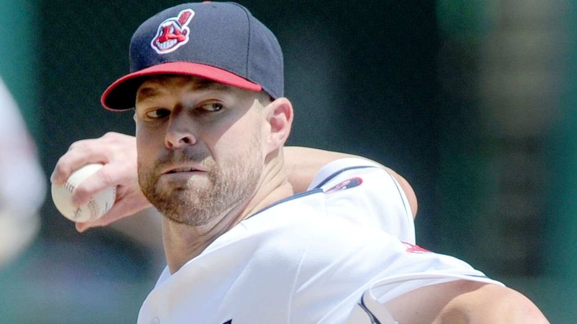 Jul 29, 2015; Cleveland, OH, USA; Cleveland Indians starting pitcher Corey Kluber (28) at Progressive Field. Mandatory Credit: Ken Blaze-USA TODAY Sports