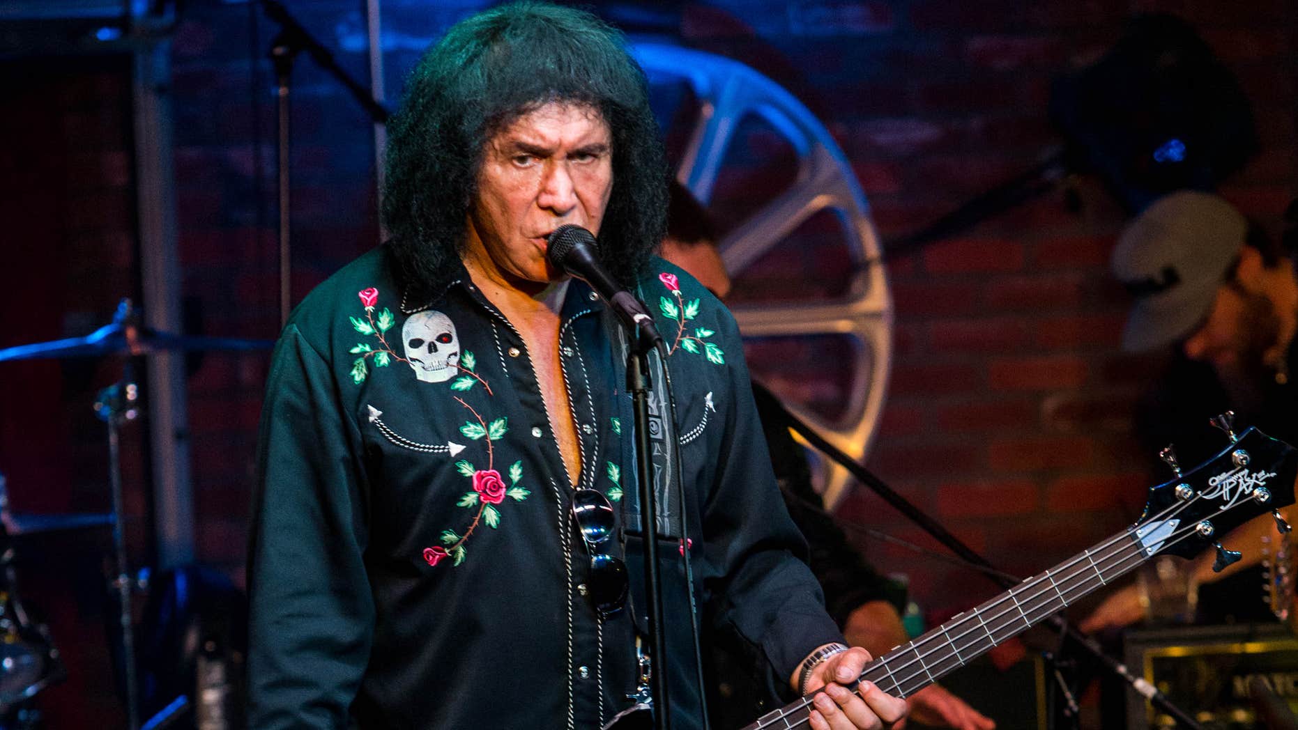 Aug. 16, 2015: Gene Simmons performs during the "Music On A Mission" benefit concert held at Lucky Strike Live - Hollywood in Los Angeles.