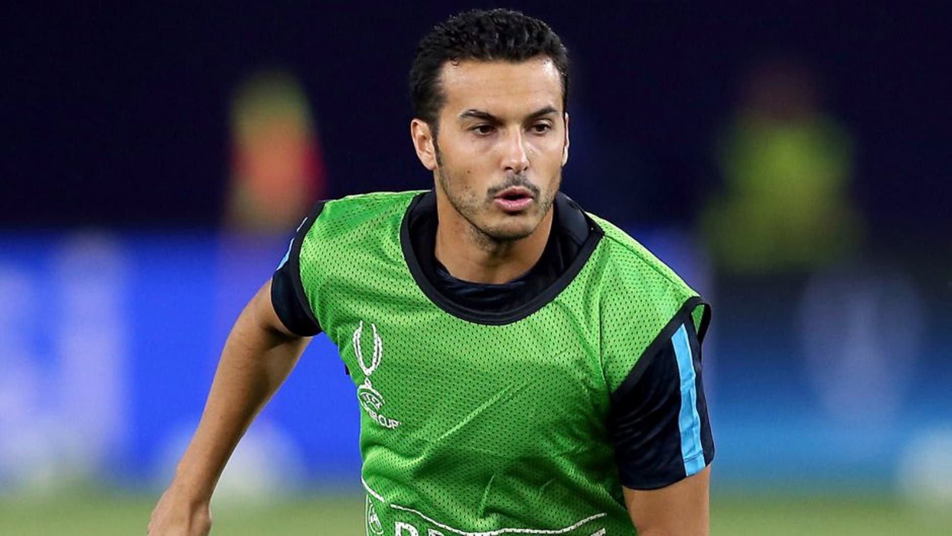 TBILISI, GEORGIA - AUGUST 10: Pedro of Barcelona in action during a training session ahead of the UEFA Super Cup match between Barcelona and Sevilla FC at Dinamo Stadium on August 10, 2015 in Tbilisi, Georgia. (Photo by Chris Brunskill/Getty Images)