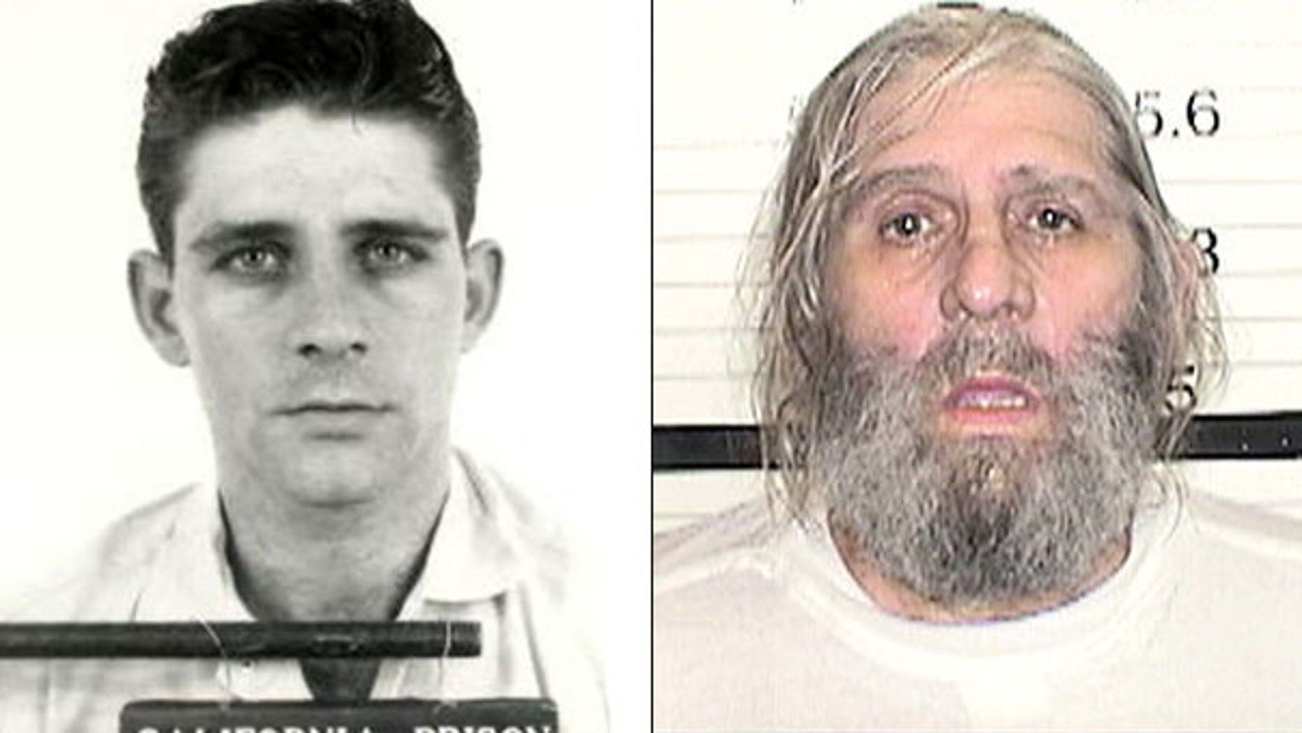 The photo on the left shows William Walter Asher III in 1967. The photo on the right shows Asher 36 years after he escaped from a California prison camp.