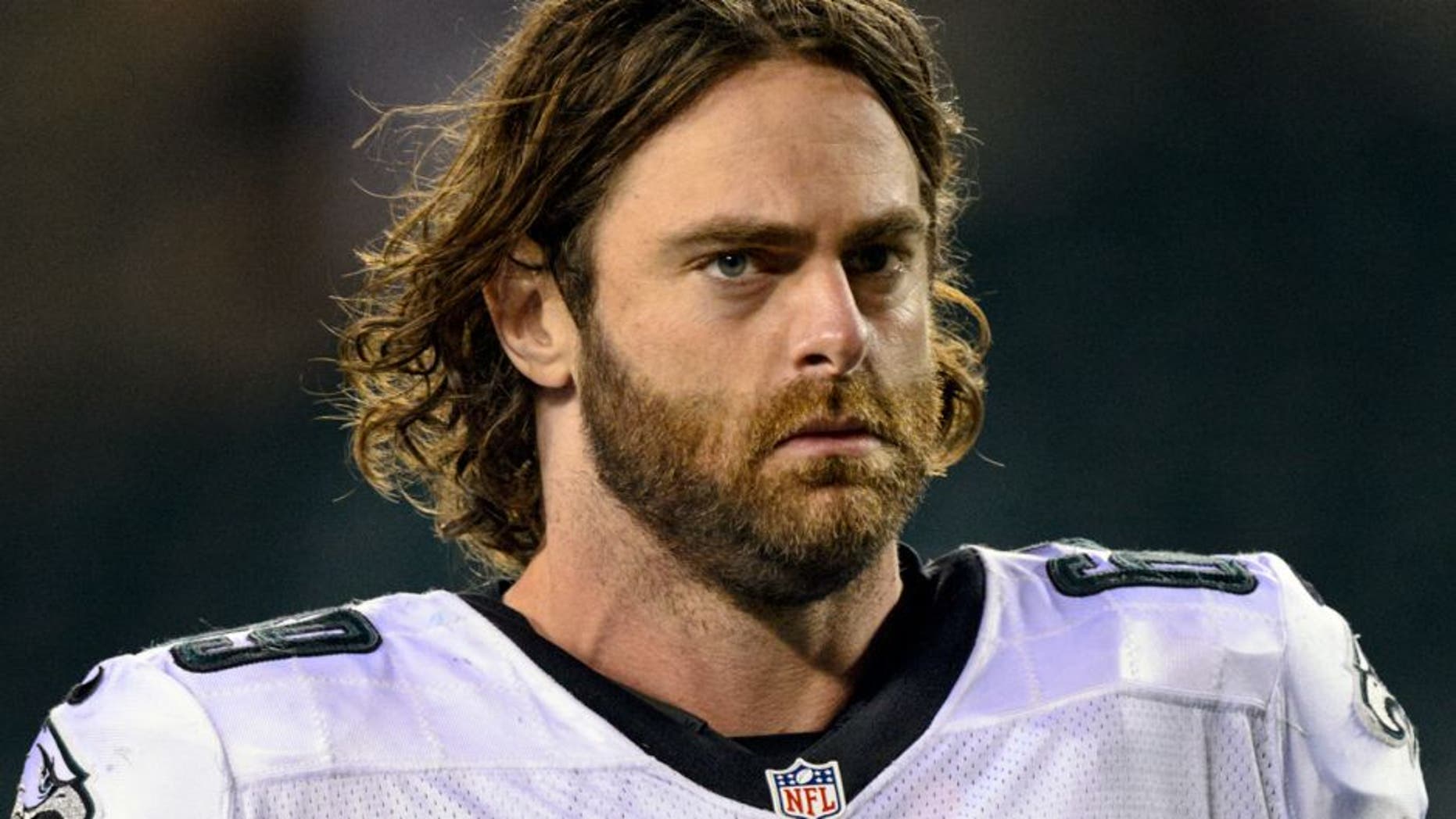 Aug 15, 2013; Philadelphia, PA, USA; Philadelphia Eagles guard Evan Mathis (69) leaves the field after playing the Carolina Panthers at Lincoln Financial Field. The Eagles defeated the Panthers 14-9. Mandatory Credit: Howard Smith-USA TODAY Sports