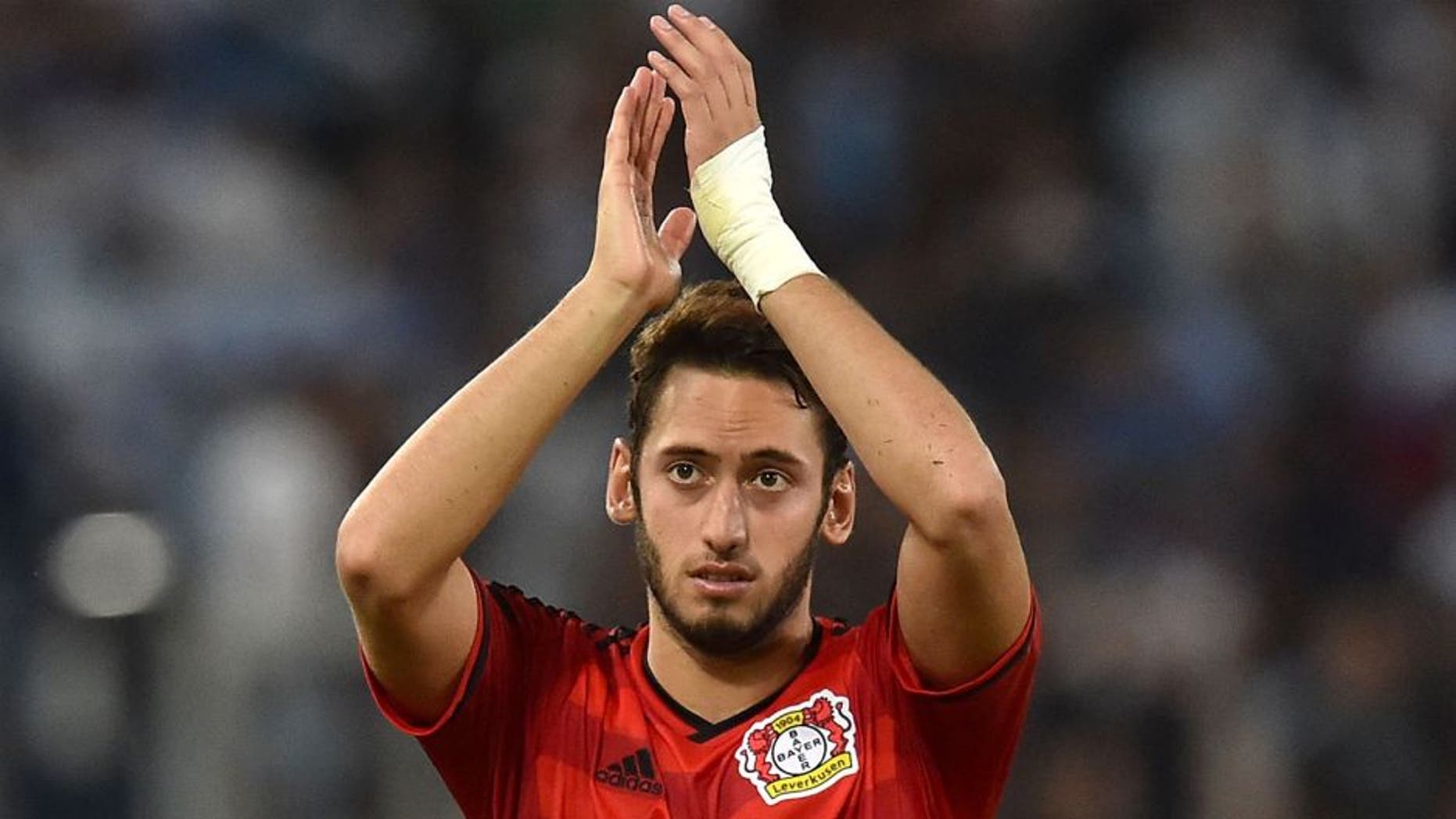 ROME, ITALY - AUGUST 18: Hakan Calhanoglu of Bayer Leverkusen after the UEFA Champions League qualifying round play off first leg match between SS Lazio and Bayer Leverkusen at Olimpico Stadium on August 18, 2015 in Rome, Italy. (Photo by Giuseppe Bellini/Getty Images)