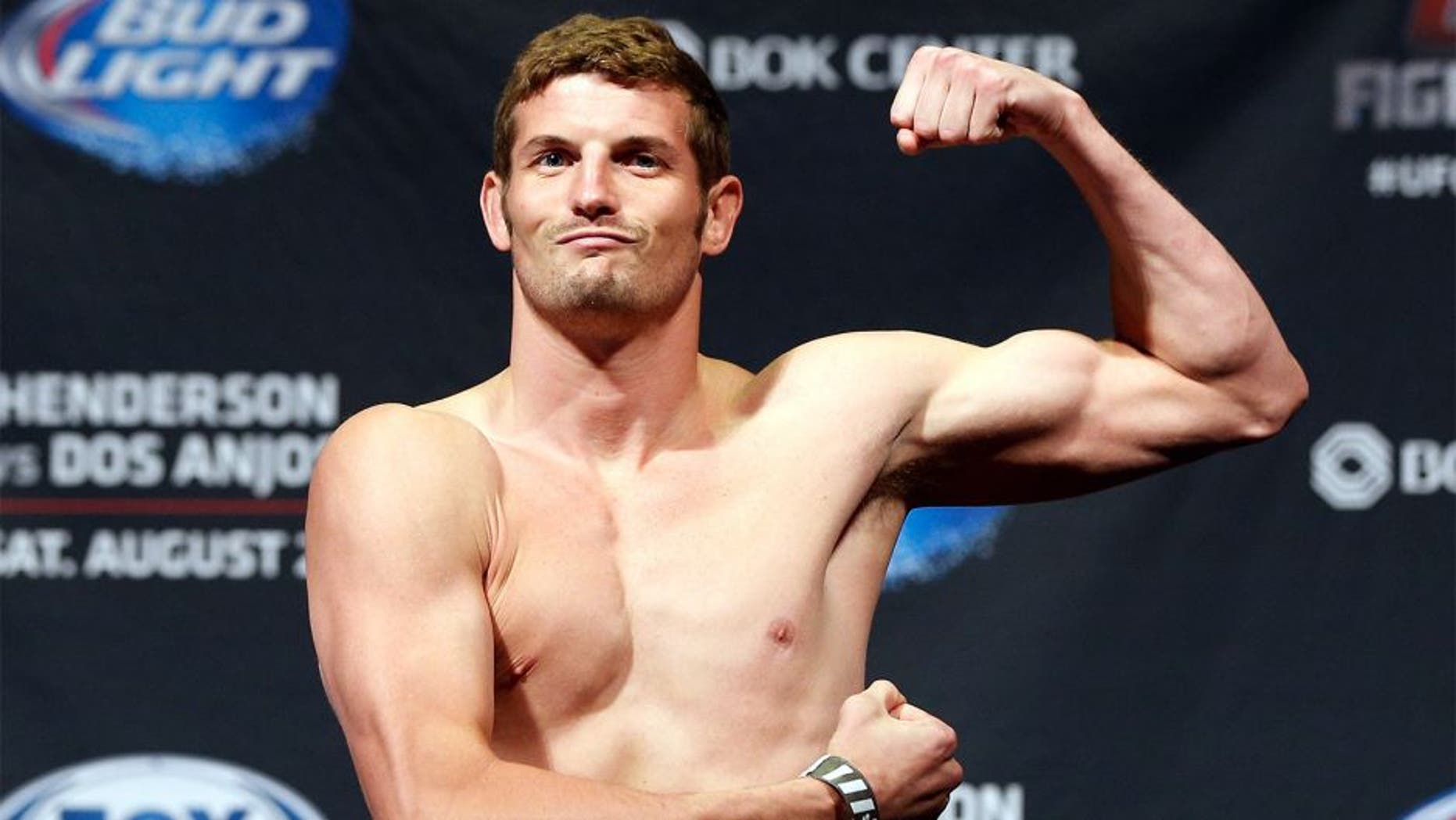 TULSA, OK - AUGUST 22: Chas Skelly weighs in during the UFC Fight Night weigh-in at the BOK Center on August 22, 2014 in Tulsa, Oklahoma. (Photo by Josh Hedges/Zuffa LLC/Zuffa LLC via Getty Images)