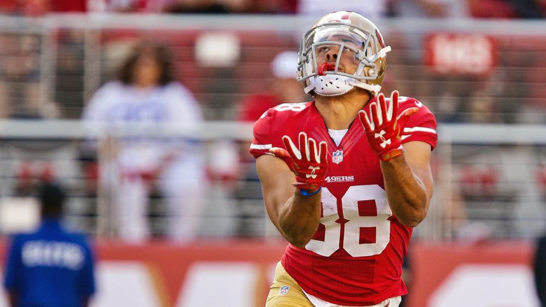 SANTA CLARA, CA - AUGUST 23: Jarryd Hayne #38 of the San Francisco 49ers returns a punt against the Dallas Cowboys in the first quarter of a preseason game on August 23, 2015 at Levi's Stadium in Santa Clara, California. (Photo by Brian Bahr/Getty Images)