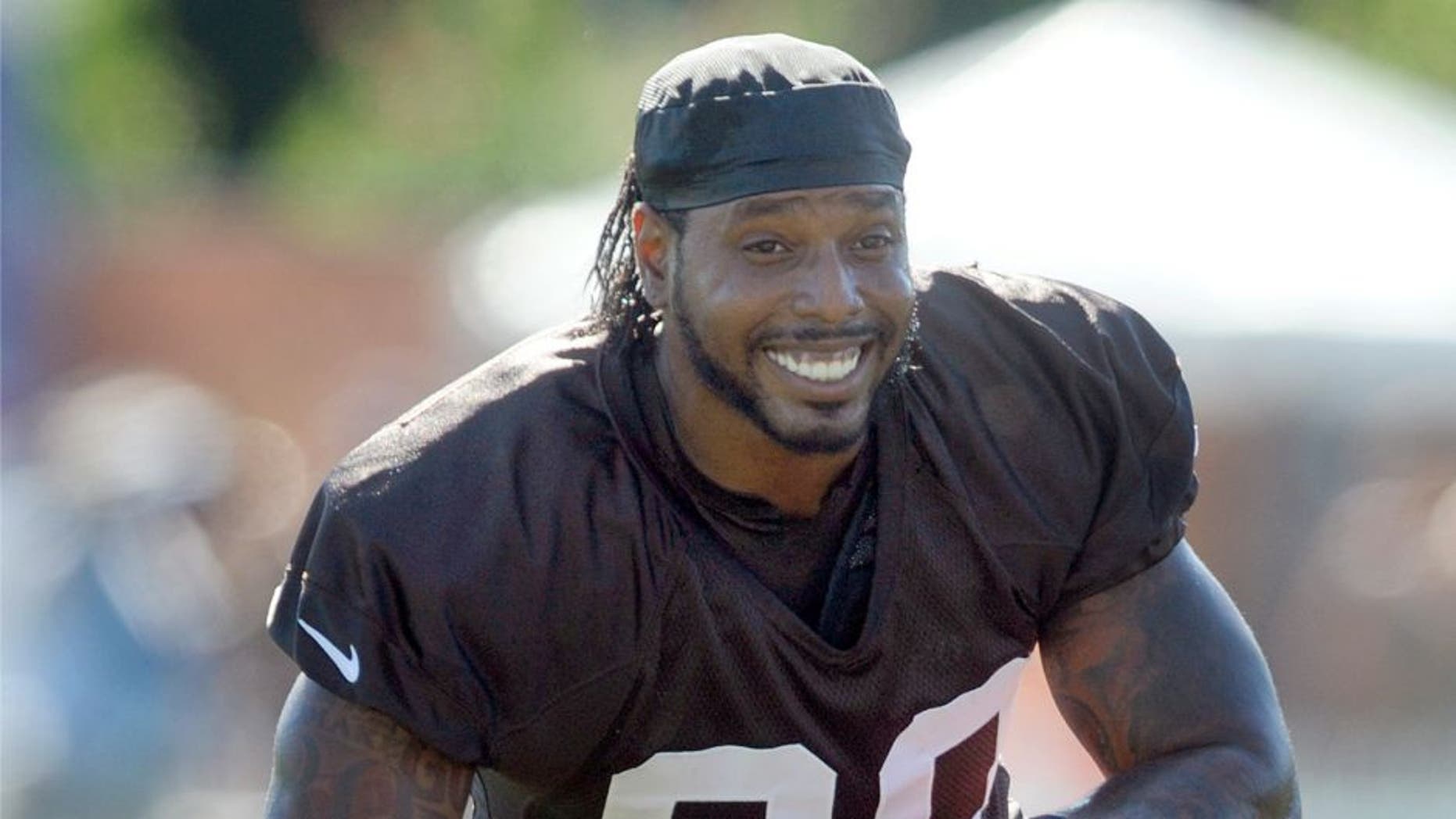 Jul 30, 2015; Berea, OH, USA; Cleveland Browns wide receiver Dwayne Bowe (80) during training camp at the Cleveland Browns practice facility. Mandatory Credit: Ken Blaze-USA TODAY Sports