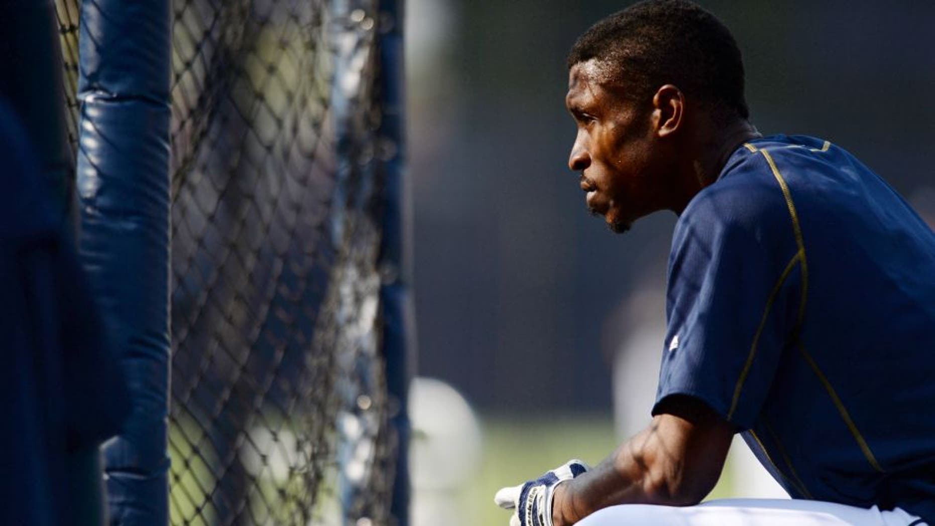 Aug 21, 2015; San Diego, CA, USA; San Diego Padres center fielder Melvin Upton Jr. (2) looks on during batting practice prior to the game against the St. Louis Cardinals at Petco Park. Mandatory Credit: Jake Roth-USA TODAY Sports