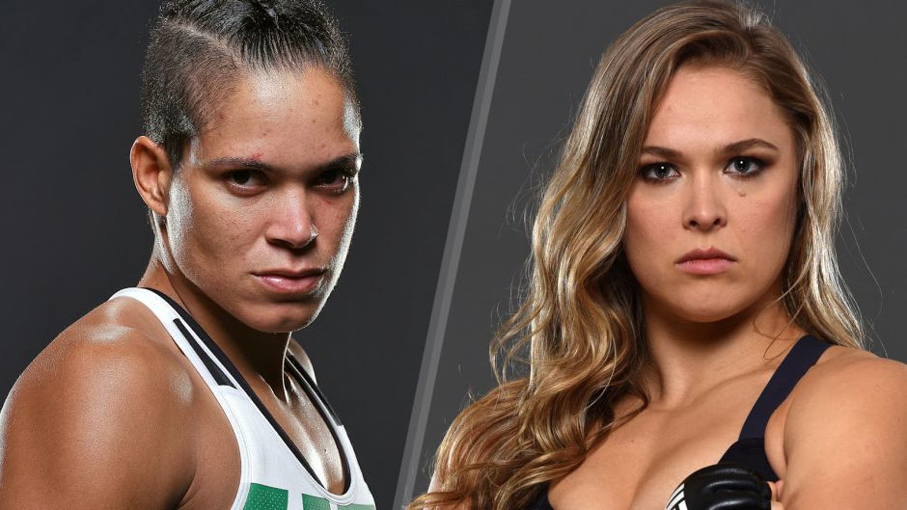 NASHVILLE, TN - AUGUST 08: Amanda Nunes of Brazil poses for a post fight portrait backstage during the UFC Fight Night event at Bridgestone Arena on August 8, 2015 in Nashville, Tennessee. (Photo by Mike Roach/Zuffa LLC/Zuffa LLC via Getty Images) RIO DE JANEIRO, BRAZIL - JULY 28: UFC women's bantamweight champion Ronda Rousey poses for a portrait during a UFC photo session at the Sheraton Rio Hotel on July 28, 2015 in Rio de Janeiro, Brazil. (Photo by Jeff Bottari/Zuffa LLC/Zuffa LLC via Getty Images)
