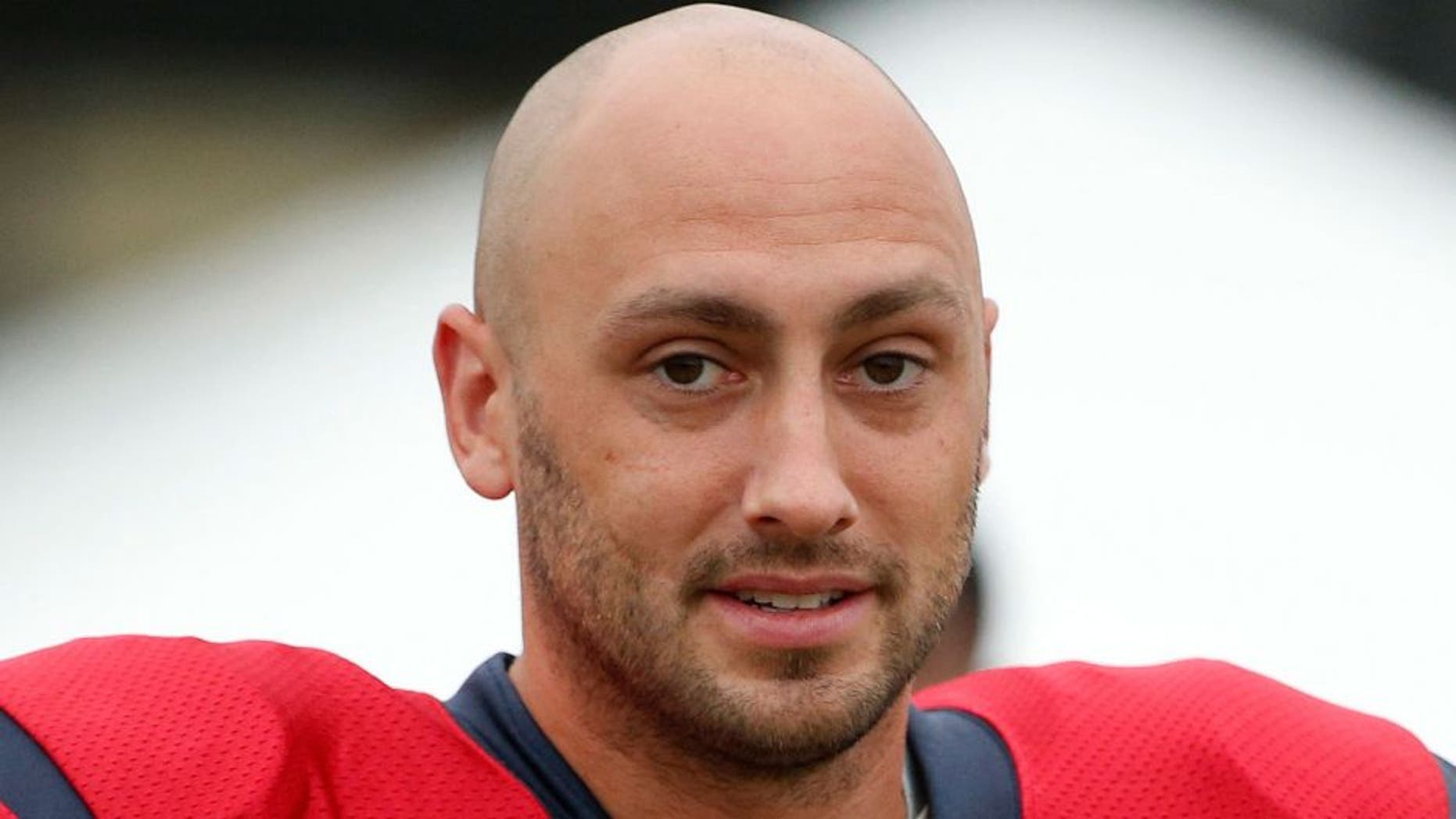 Aug 7, 2015; Richmond, VA, USA; Houston Texans quarterback Brian Hoyer (7) looks on prior to joint practice with the Washington Redskins as part of day eight of training camp at Bon Secours Washington Redskins Training Center. Mandatory Credit: Amber Searls-USA TODAY Sports