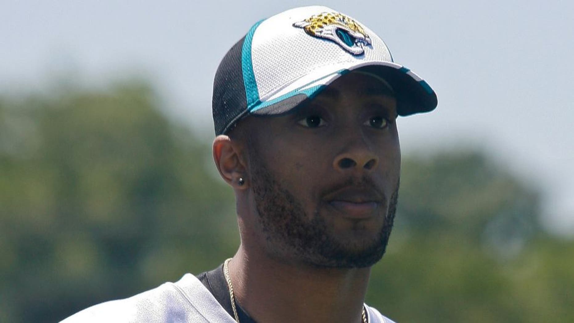 May 16, 2014; Jacksonville, FL, USA; Jacksonville Jaguars cornerback Aaron Colvin (41) after Rookie Minicamp at Florida Blue Health and Wellness Practice Fields. Mandatory Credit: Phil Sears-USA TODAY Sports