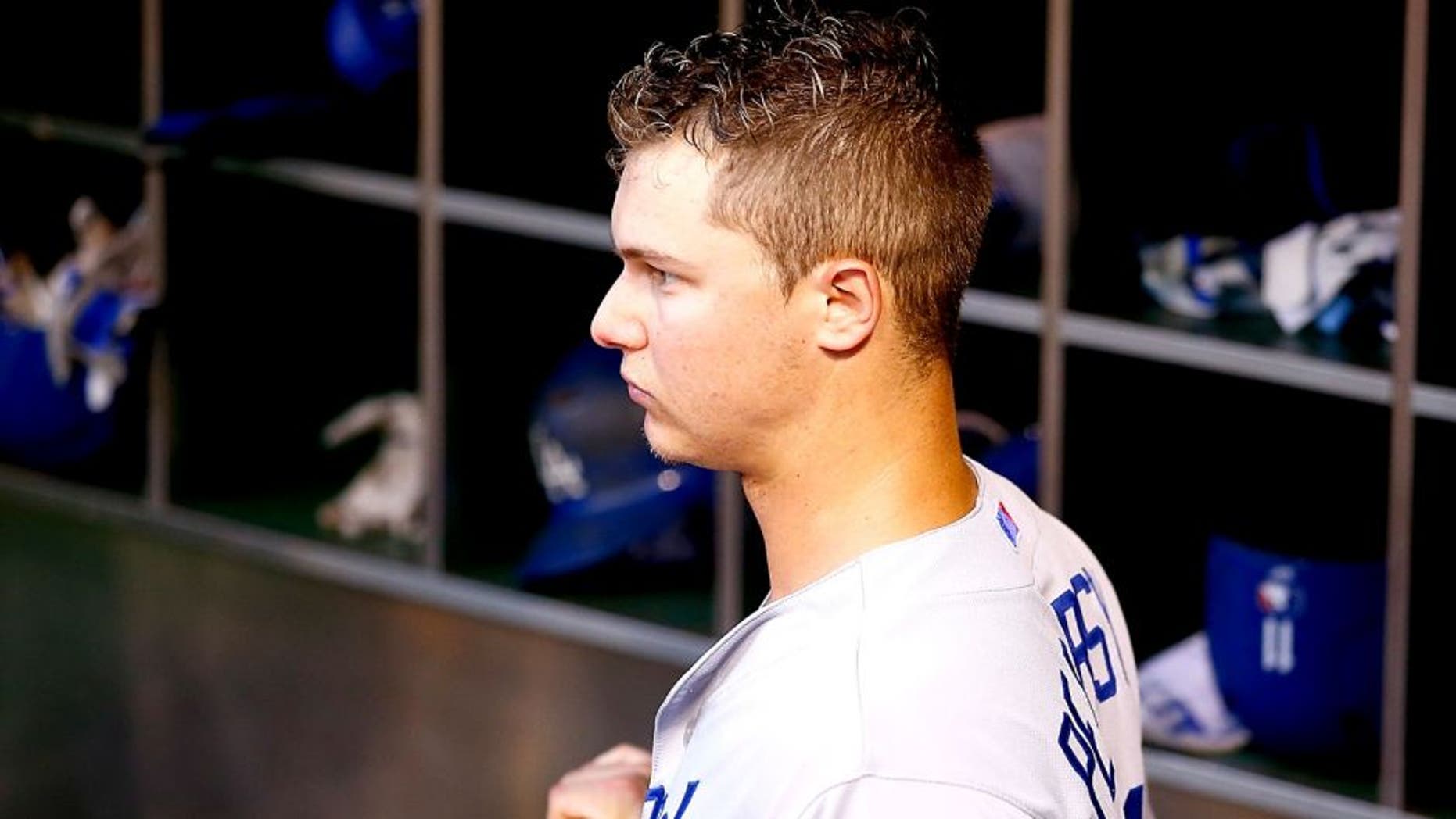 PITTSBURGH, PA - AUGUST 09: Joc Pederson #31 of the Los Angeles Dodgers in action against the Pittsburgh Pirates during the game at PNC Park on August 9, 2015 in Pittsburgh, Pennsylvania. (Photo by Jared Wickerham/Getty Images)