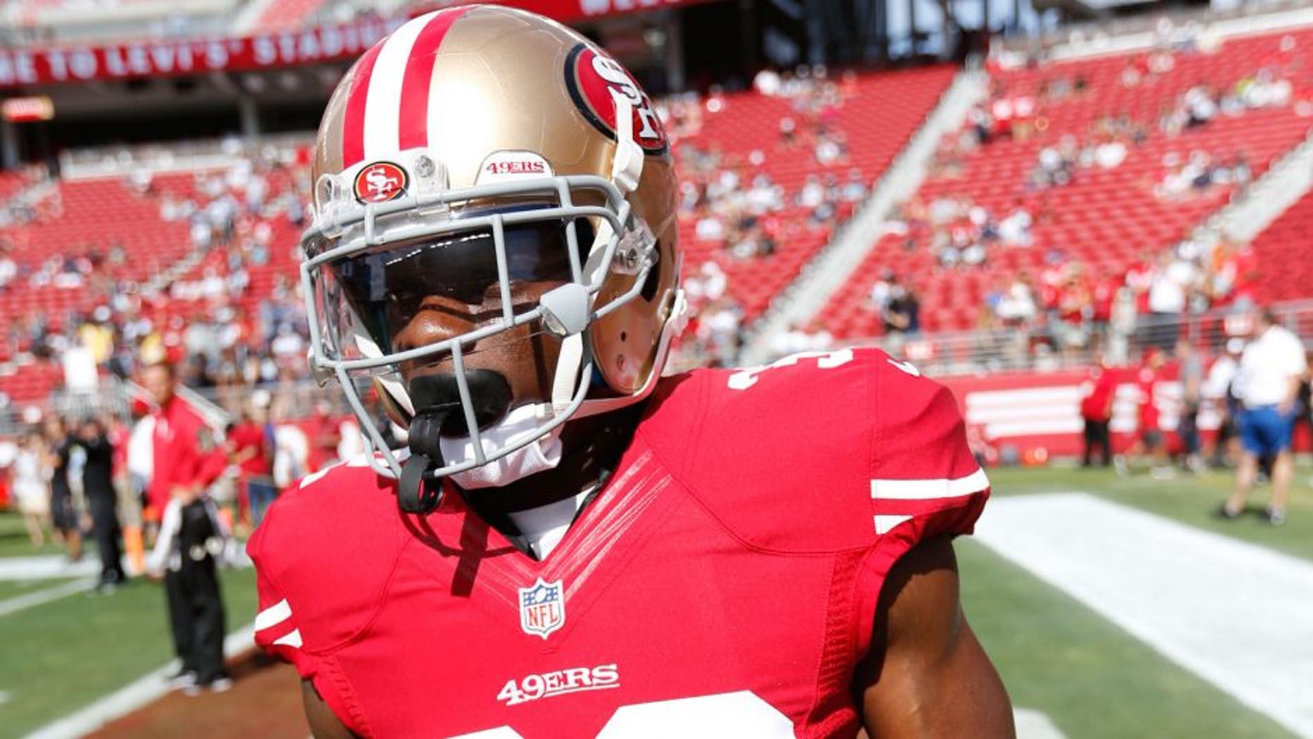 SANTA CLARA, CA - AUGUST 23: Kendall Hunter #32 of the San Francisco 49ers stands on the field prior to the game against the Dallas Cowboys at Levi Stadium on August 23, 2015 in Santa Clara, California. The 49ers defeated the Cowboys 23-6. (Photo by Michael Zagaris/San Francisco 49ers/Getty Images)