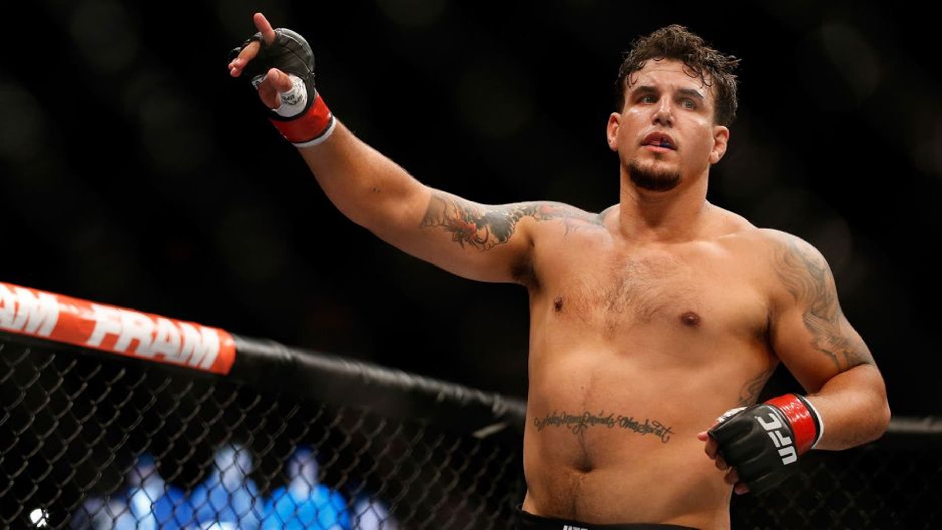 SAN DIEGO, CA - JULY 15: Frank Mir enters the Octagon before facing Todd Duffee in their heavyweight bout during the UFC event at the Valley View Casino Center on July 15, 2015 in San Diego, California. (Photo by Todd Warshaw/Zuffa LLC/Zuffa LLC via Getty Images)