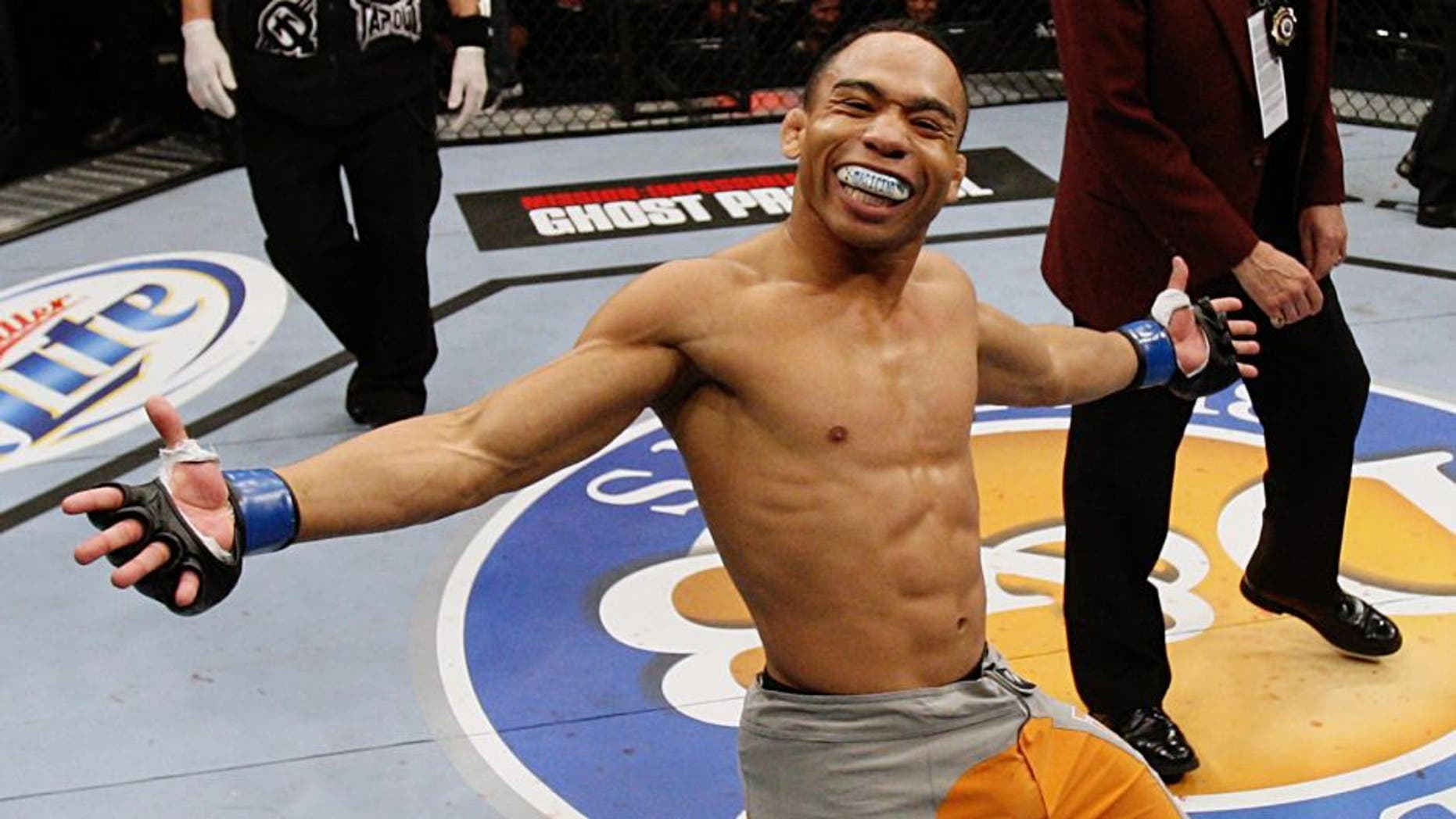 LAS VEGAS, NV - DECEMBER 03: John Dodson reacts after defeating TJ Dillashaw during The Ultimate Fighter 14 Finale at the Pearl Theatre at the Palms Hotel and Casino on December 3, 2011 in Las Vegas, Nevada. (Photo by Josh Hedges/Zuffa LLC/Zuffa LLC via Getty Images)