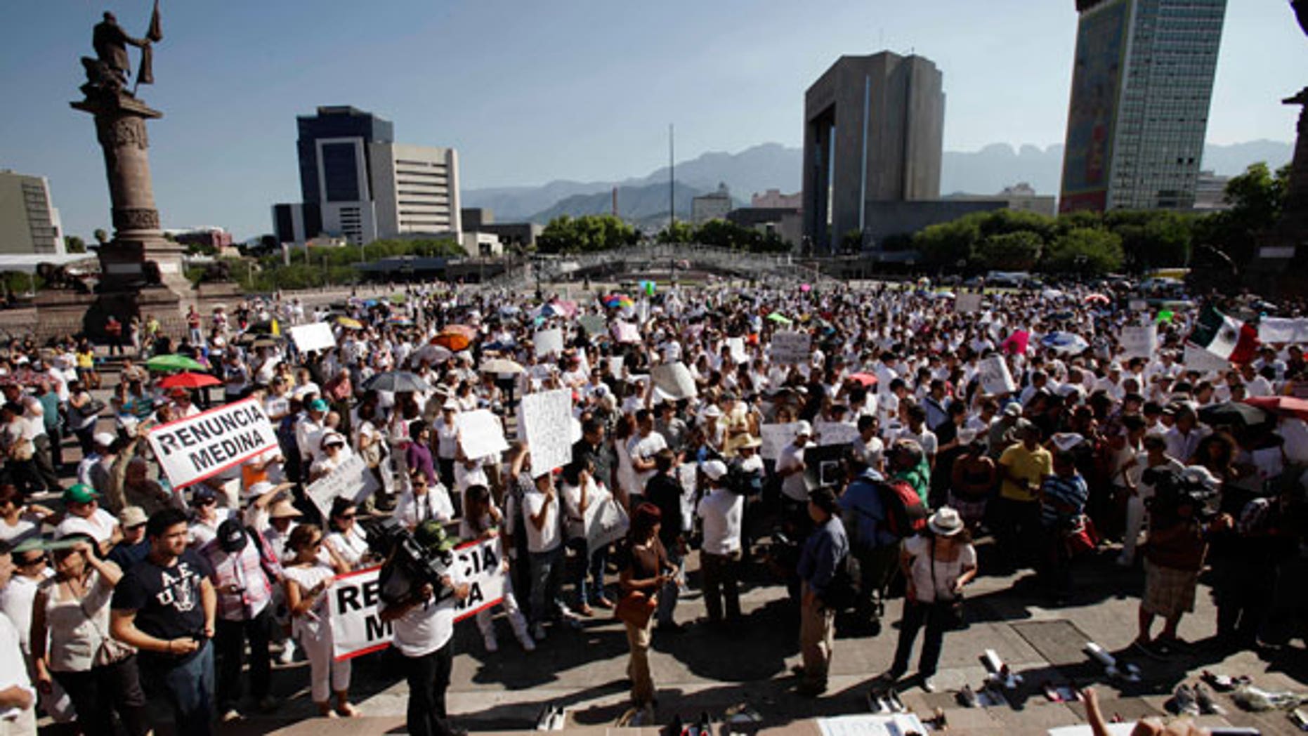 Aug. 28: People demonstrate during a protest in Monterrey, northern Mexico.