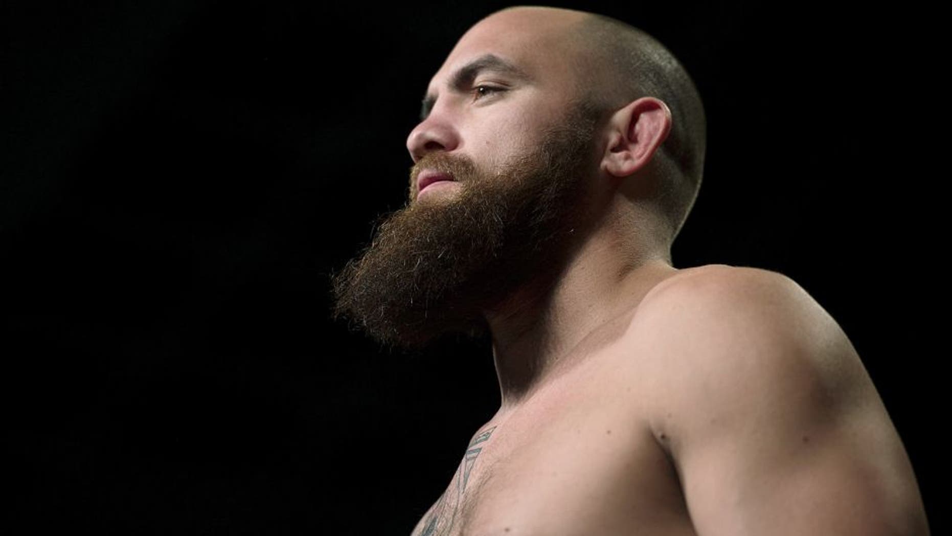 LAS VEGAS, NEVADA - MAY 22: Travis Browne weighs in during the UFC 187 weigh-in at the MGM Grand Conference Center on May 22, 2015 in Las Vegas, Nevada. (Photo by Brandon Magnus/Zuffa LLC/Zuffa LLC via Getty Images)