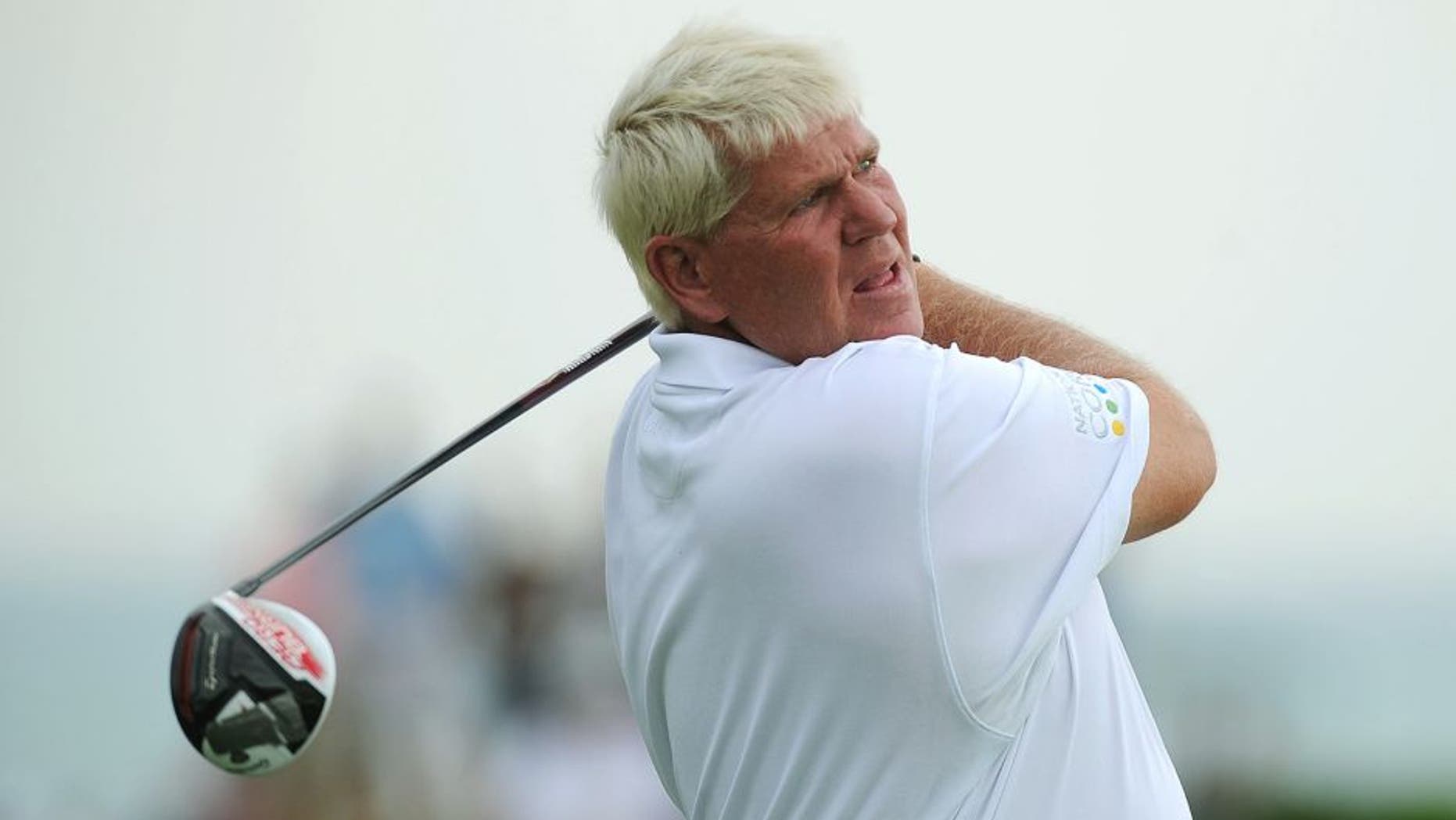 Aug 13, 2015; Sheboygan, WI, USA; John Daly tees off on the 2nd hole during the first round of the 2015 PGA Championship golf tournament at Whistling Straits. Mandatory Credit: Thomas J. Russo-USA TODAY Sports