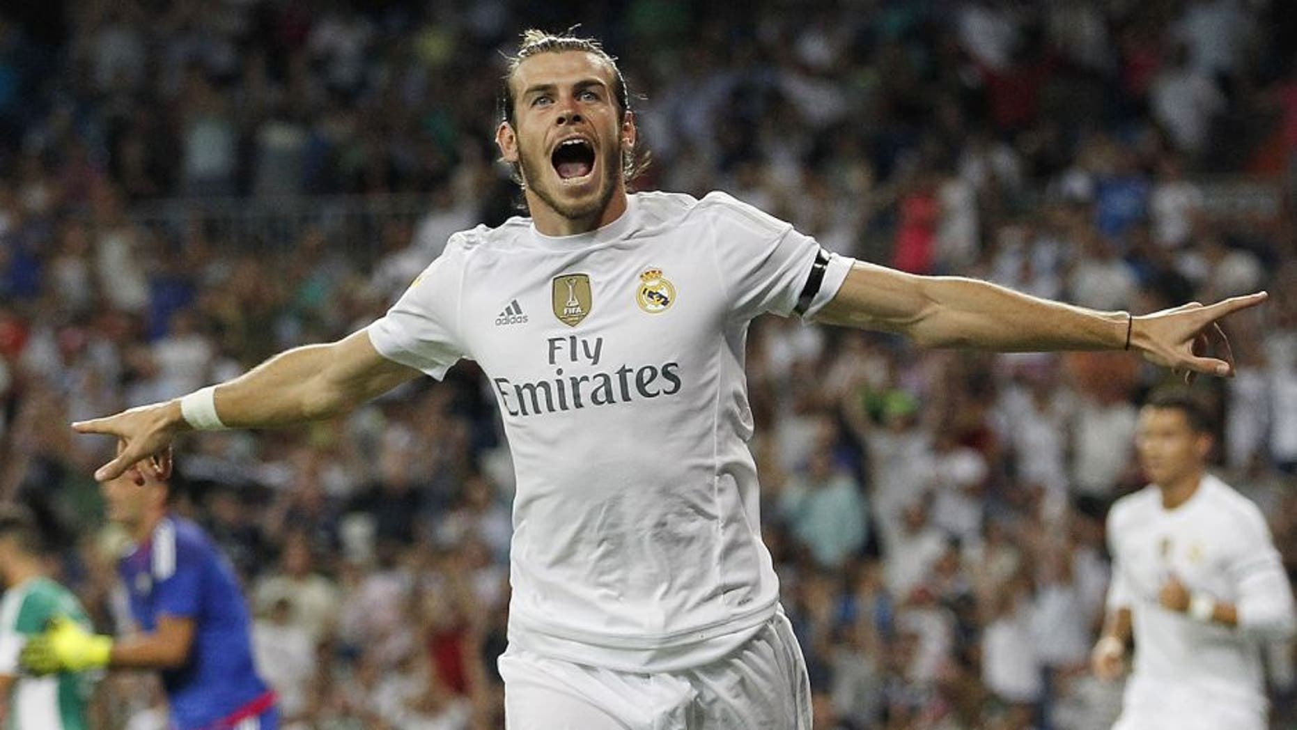 MADRID, SPAIN - AUGUST 29: Gareth Bale of Real Madrid celebrates after scoring the opening goal during the La Liga match between Real Madrid CF and Real Betis Balompie at Estadio Santiago Bernabeu on August 29, 2015 in Madrid, Spain. (Photo by Angel Martinez/Real Madrid via Getty Images)