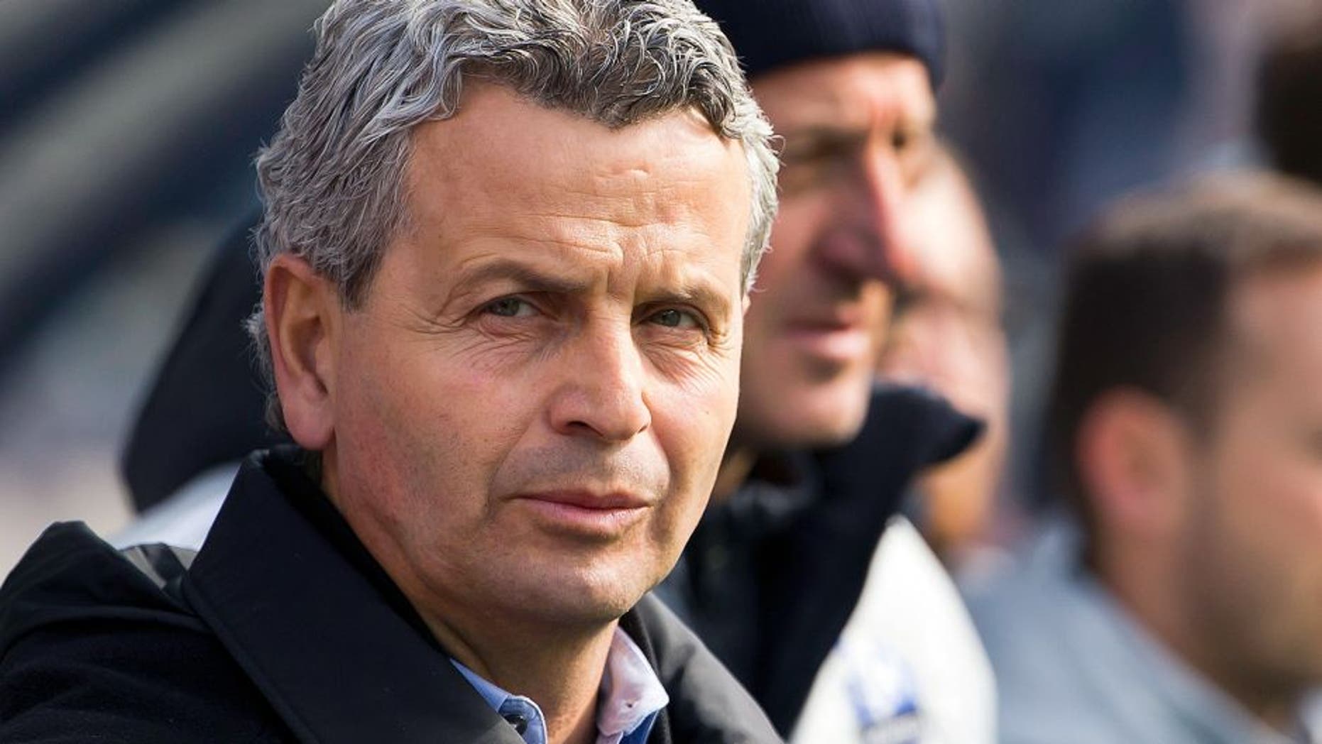 Mar 21, 2015; Foxborough, MA, USA; Montreal Impact coach Frank Klopas looks on before their game against the New England Revolution's 0-0 tie with the Montreal Impact at Gillette Stadium. Mandatory Credit: Winslow Townson-USA TODAY Sports